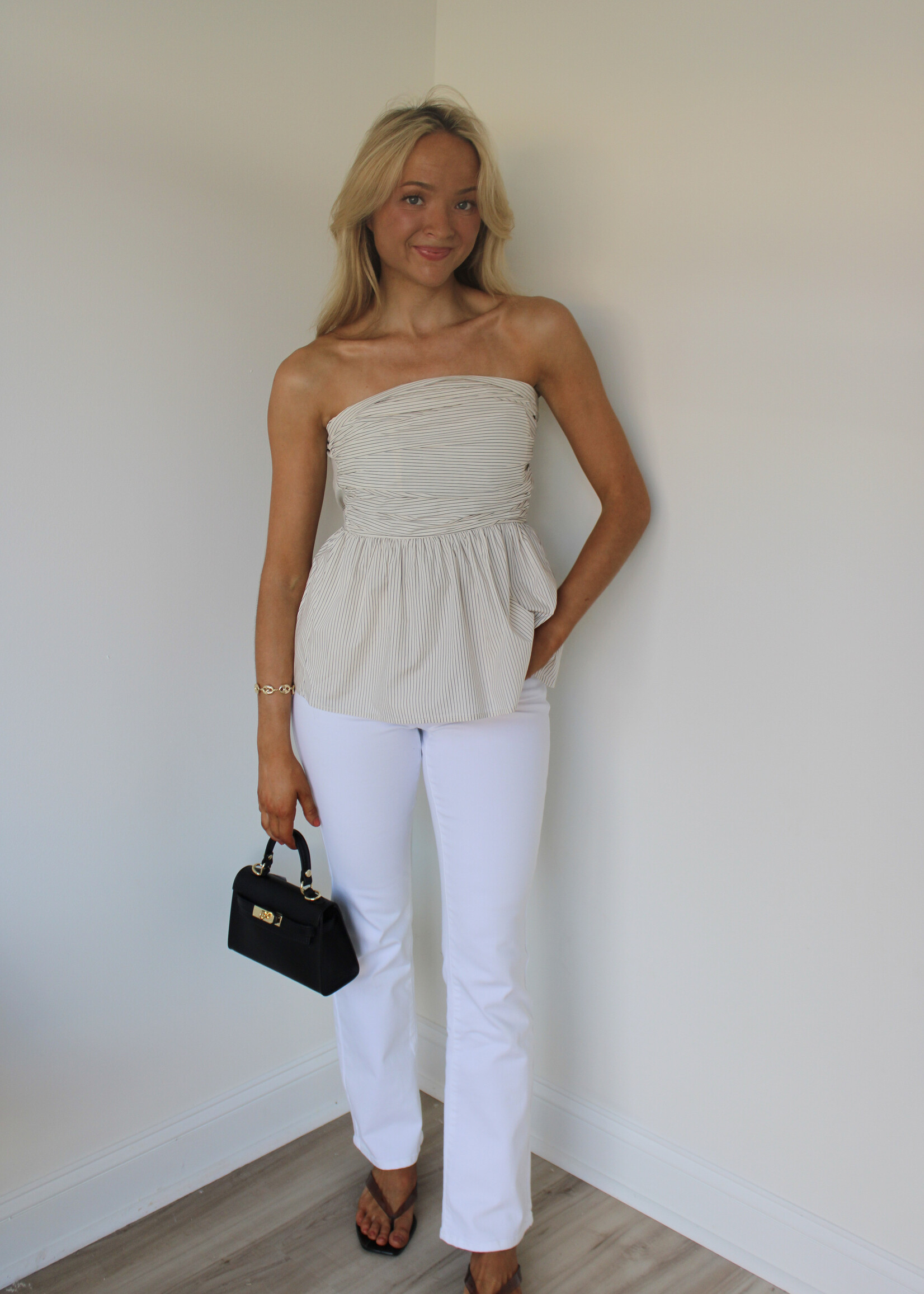 Luella Striped Peplum Tube Top