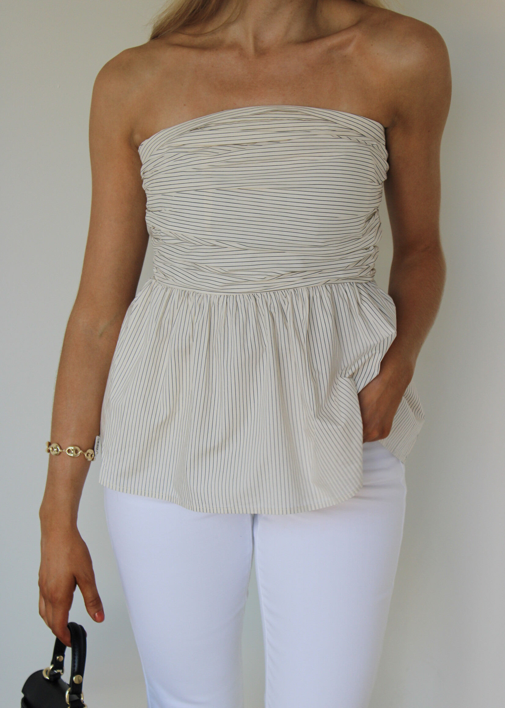 Luella Striped Peplum Tube Top