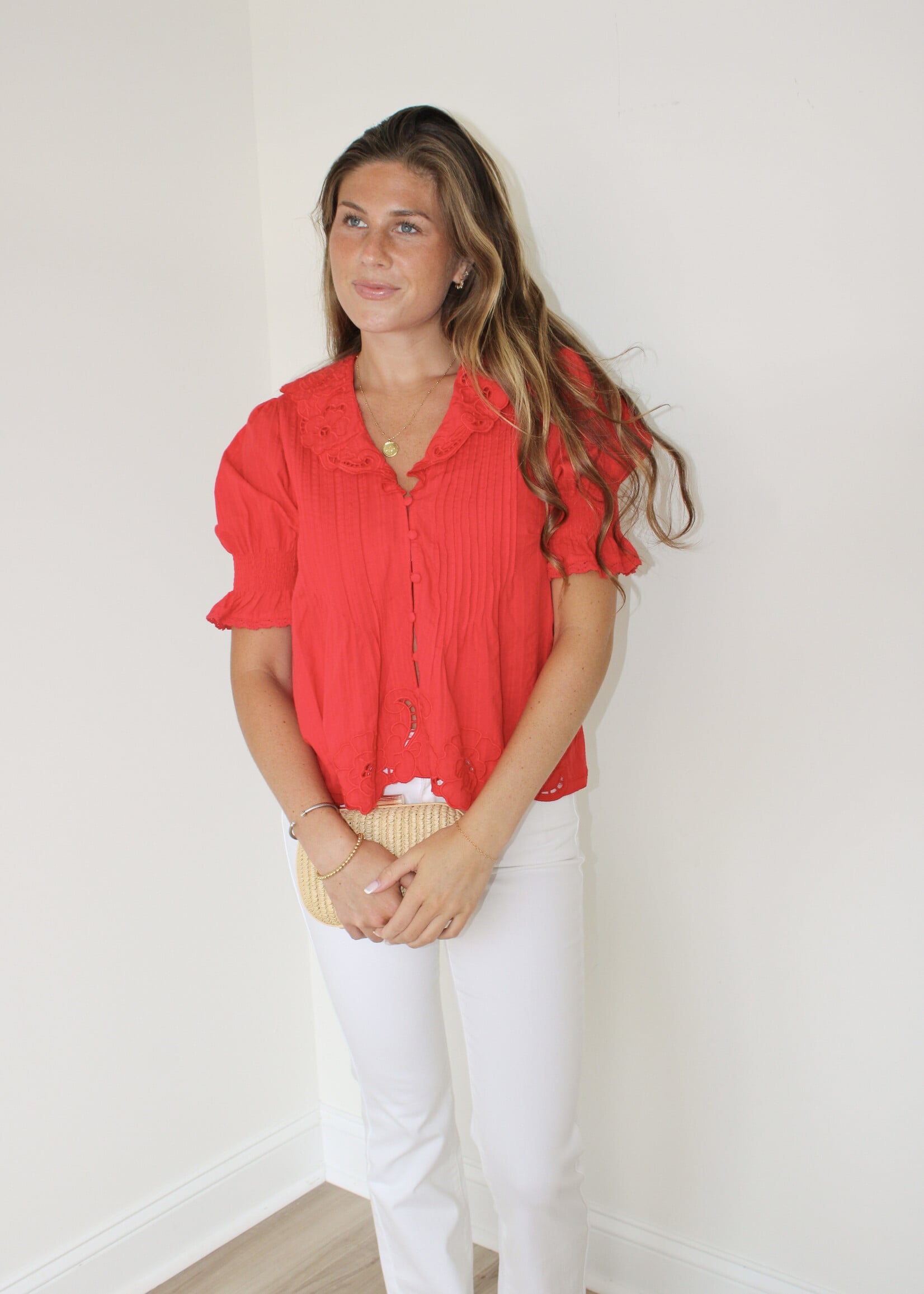 Neeja Embroidered Button Up Blouse