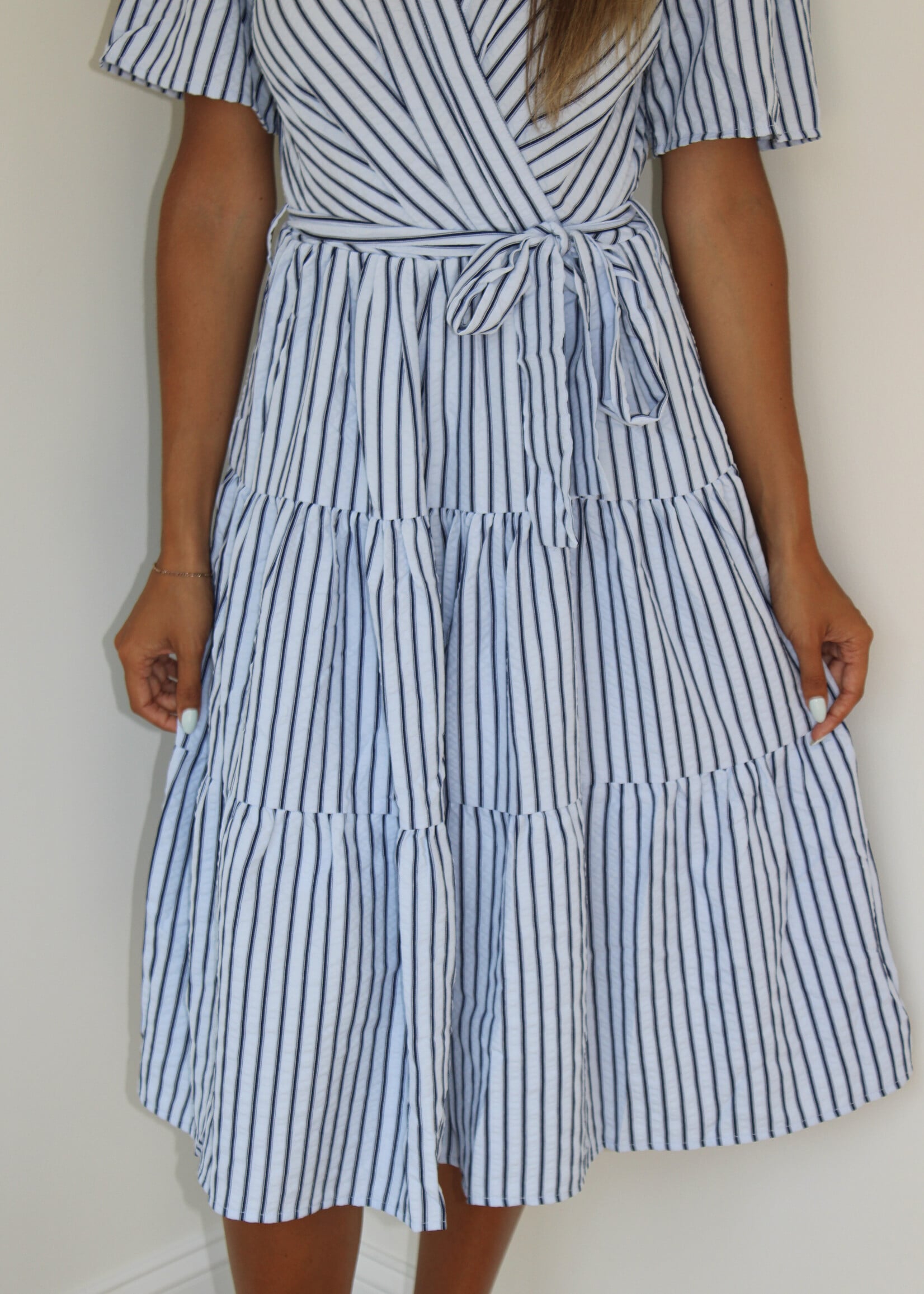 Pepito Striped Tiered Midi Dress
