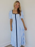 Leyla Striped Contrast Piping Dress