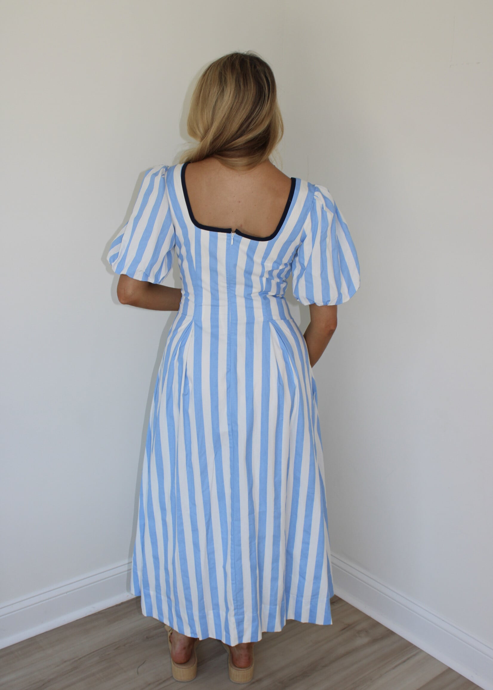 Leyla Striped Contrast Piping Dress