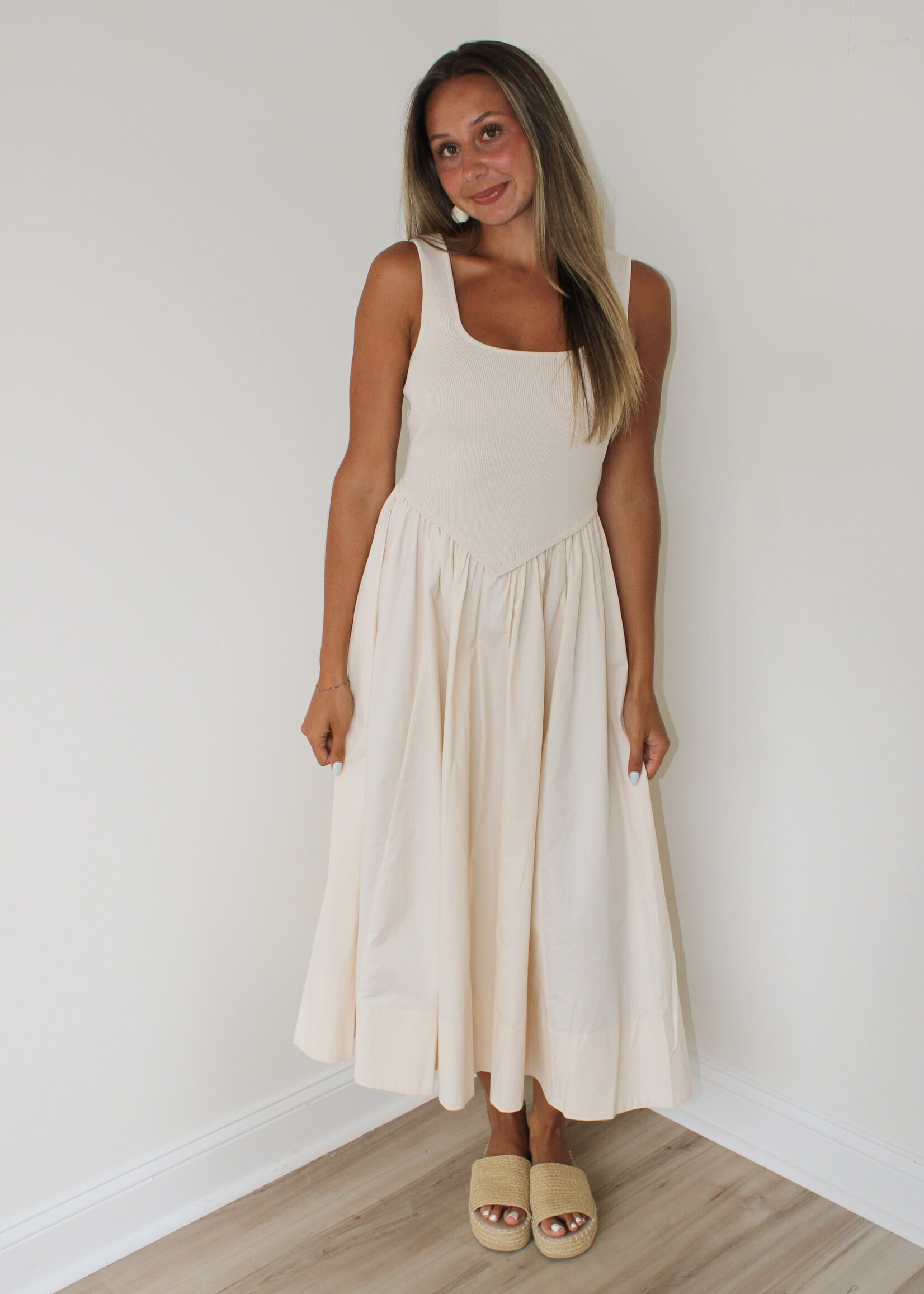 Joella Mixed Media Tank Dress