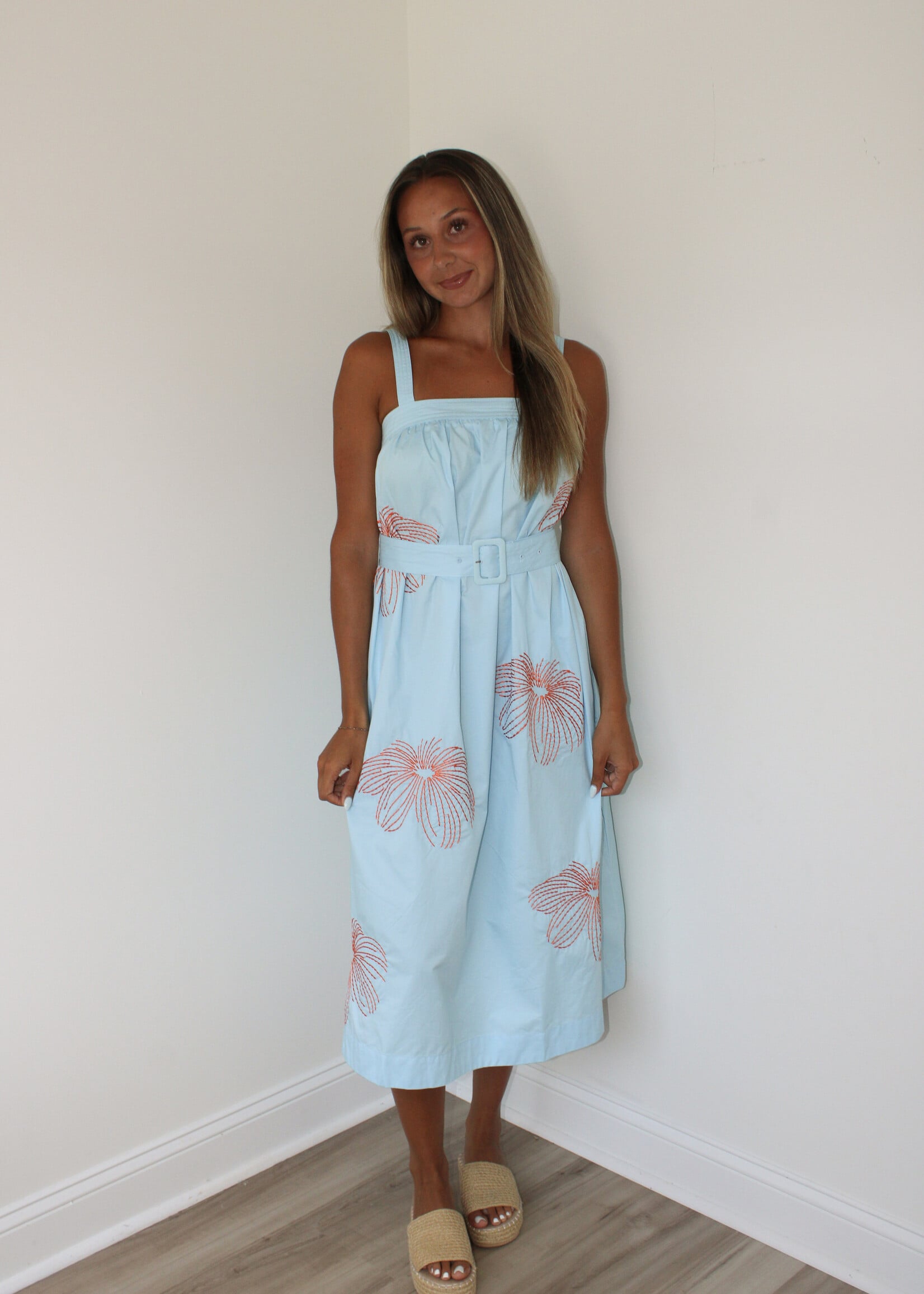 Isabel Floral Embroidered Midi Dress