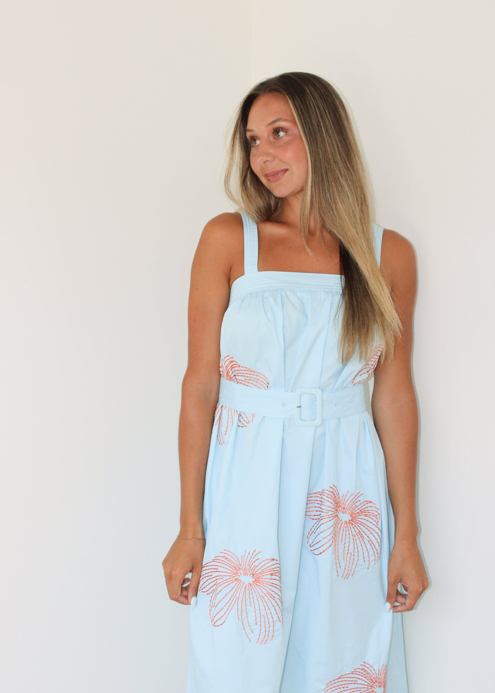 Isabel Floral Embroidered Midi Dress