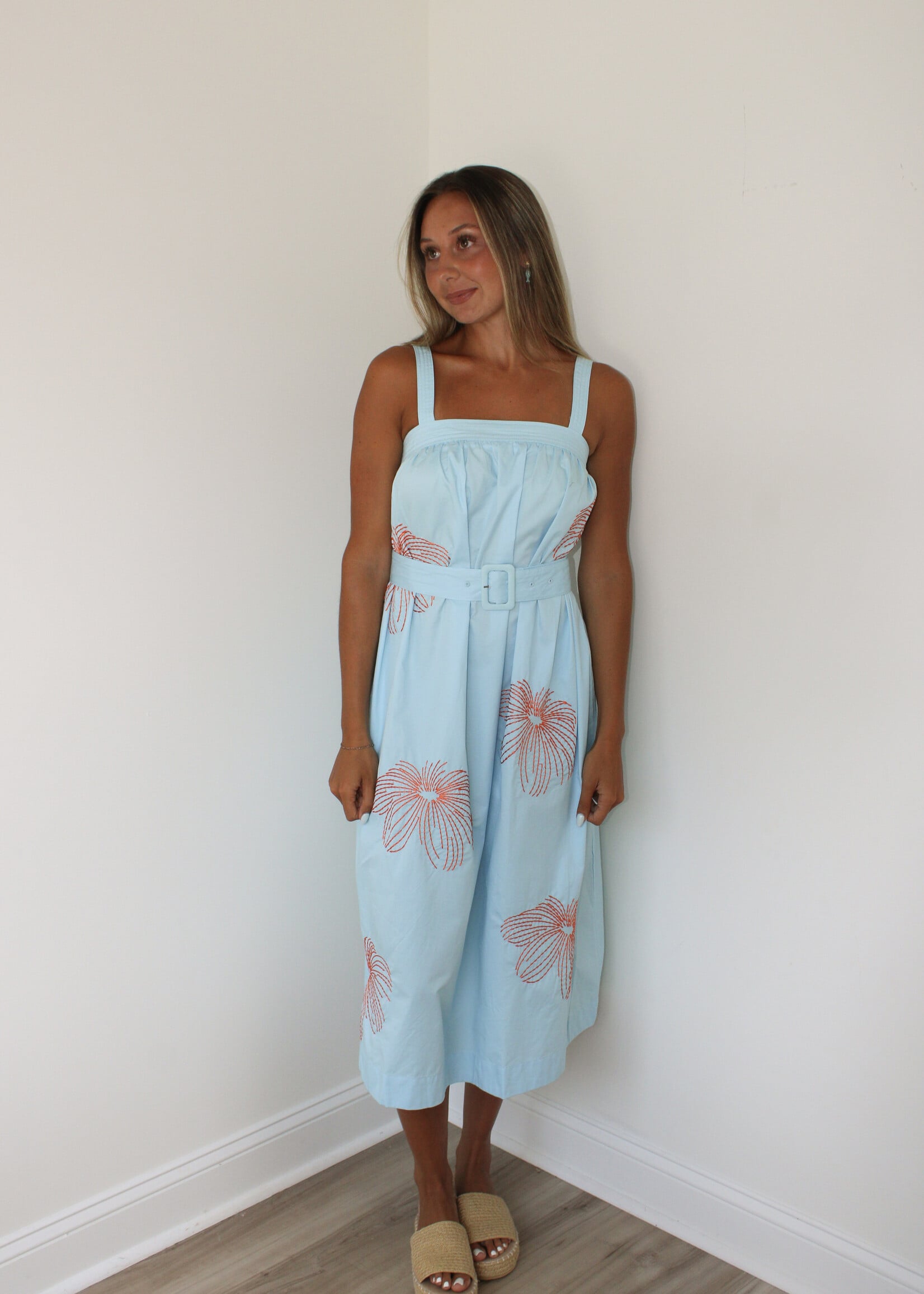 Isabel Floral Embroidered Midi Dress