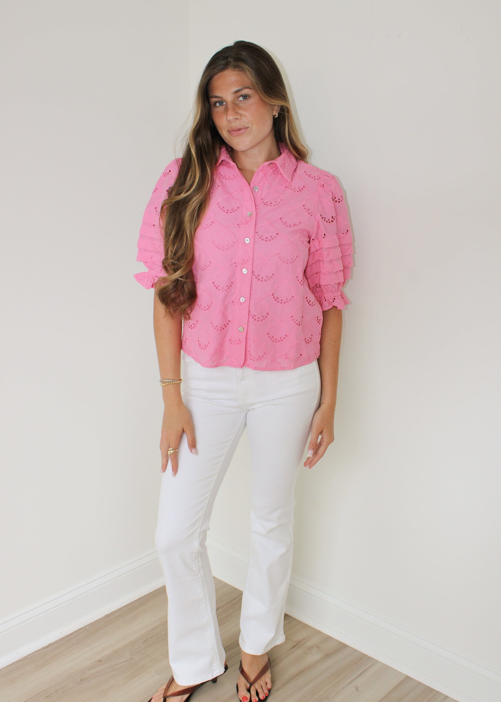 Ebony Pintuck Eyelet Top