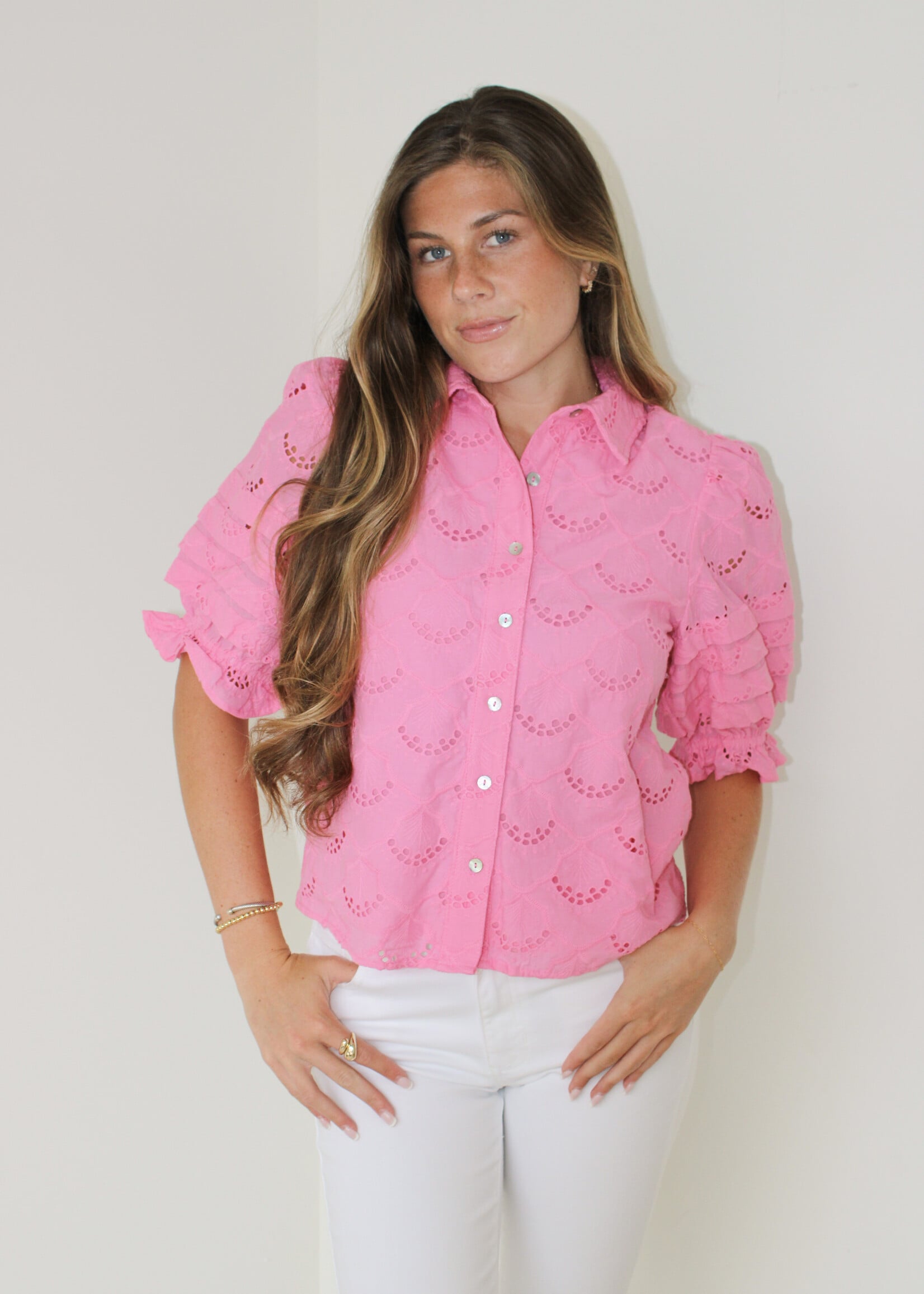 Ebony Pintuck Eyelet Top