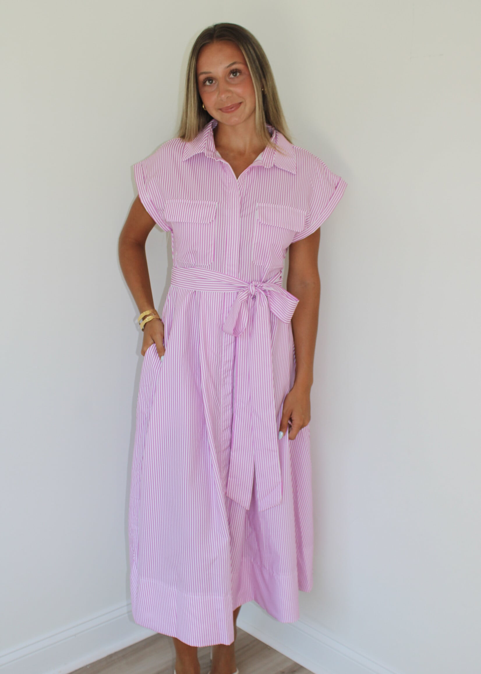 Brandy Button Down Belted Dress
