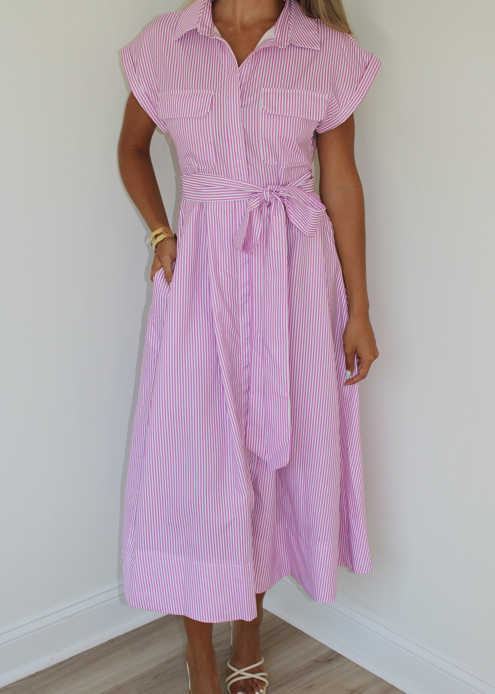 Brandy Button Down Belted Dress