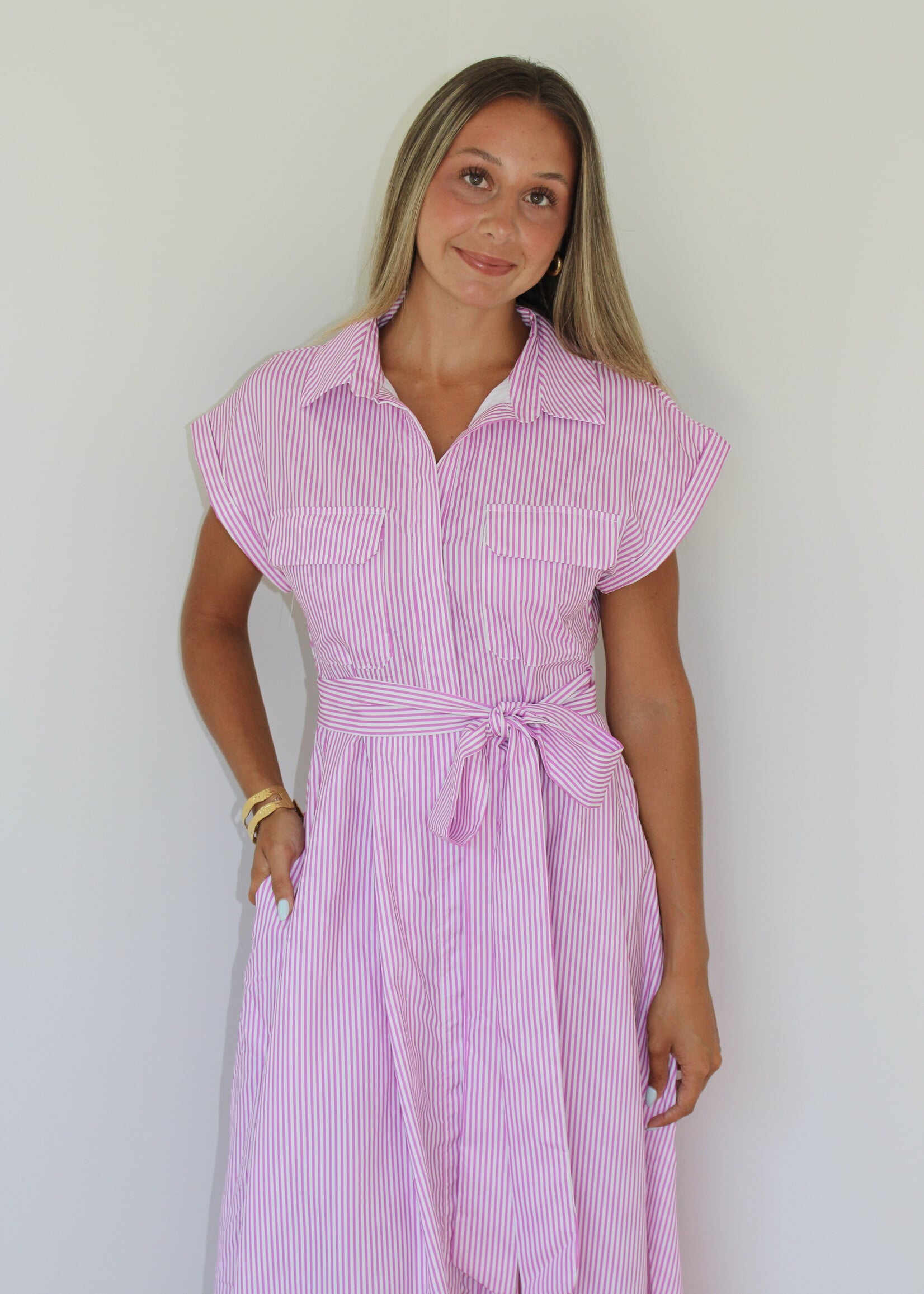 Brandy Button Down Belted Dress