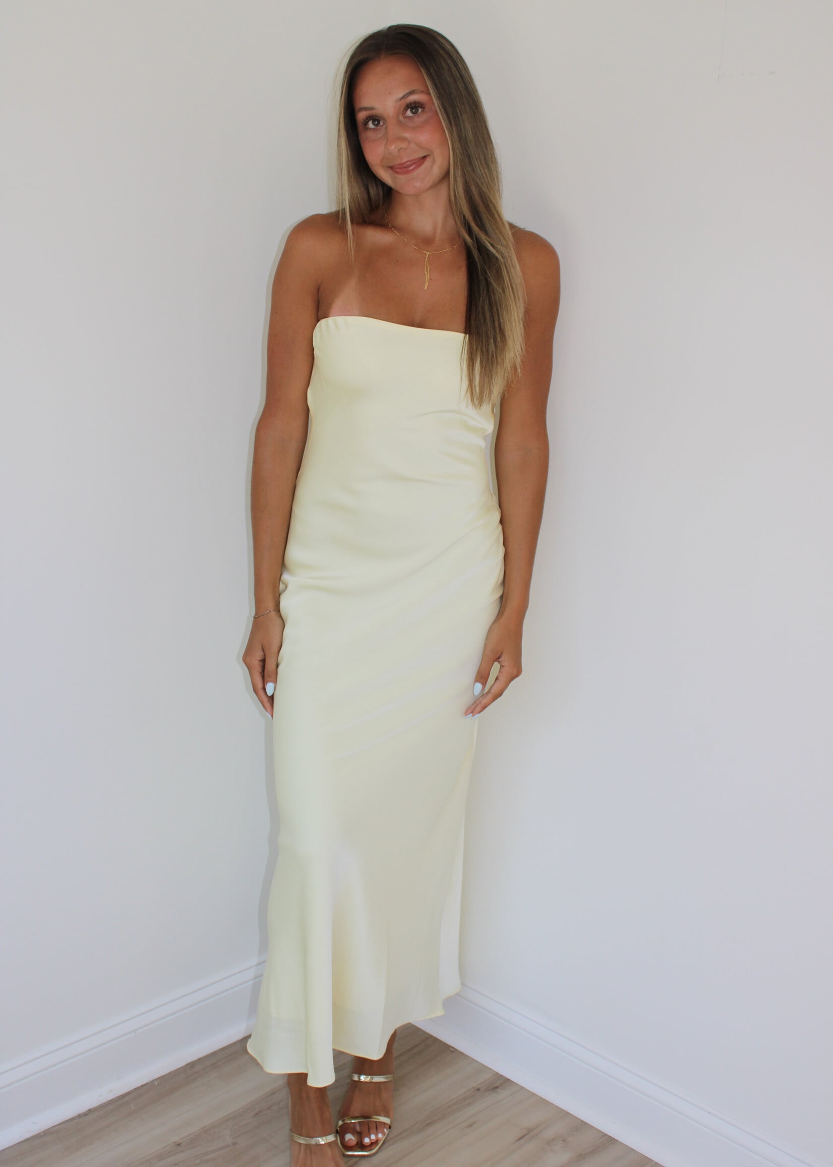 Josephina Strapless Tie Back Maxi Dress