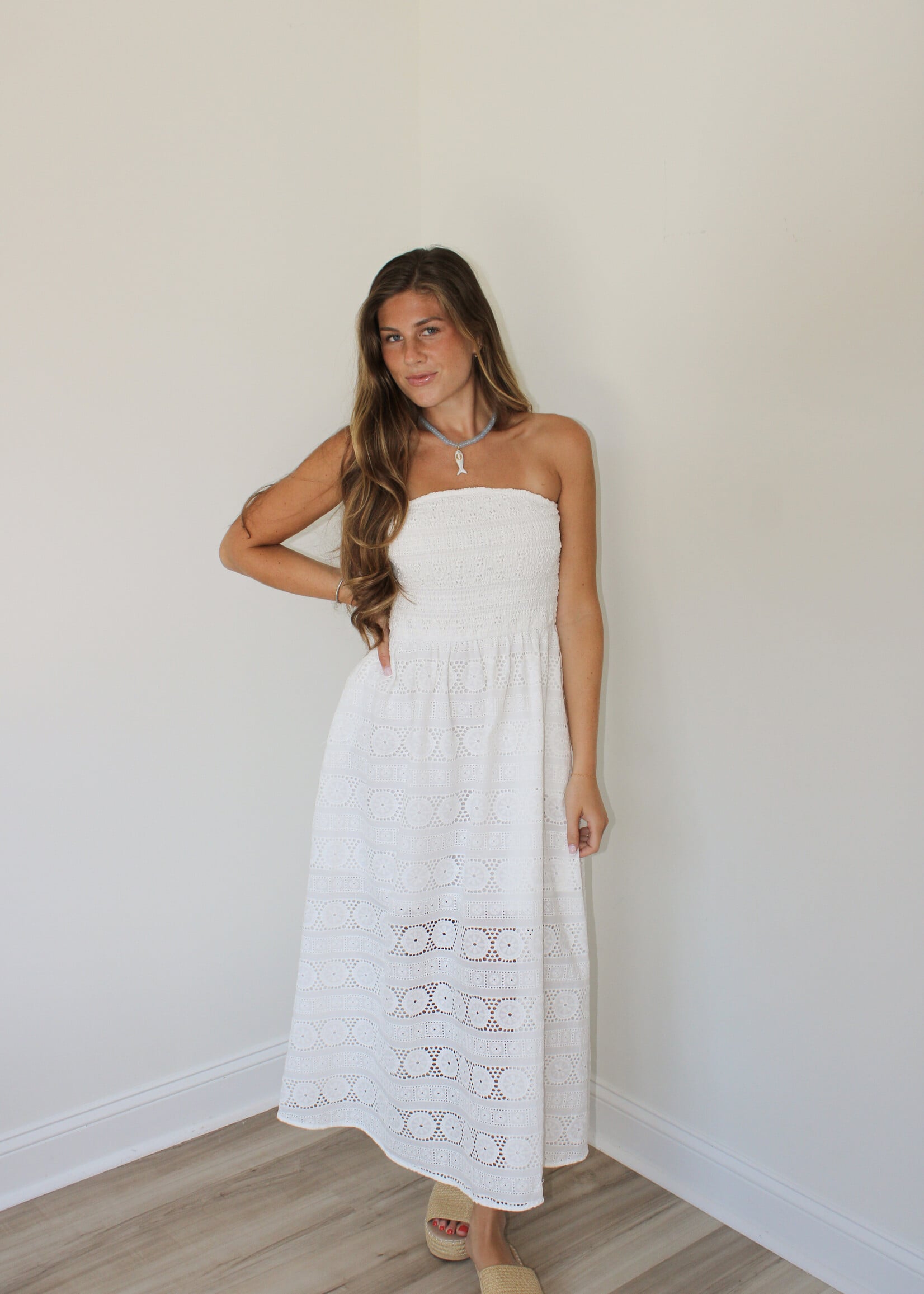 Milano Eyelet Midi Tube Dress