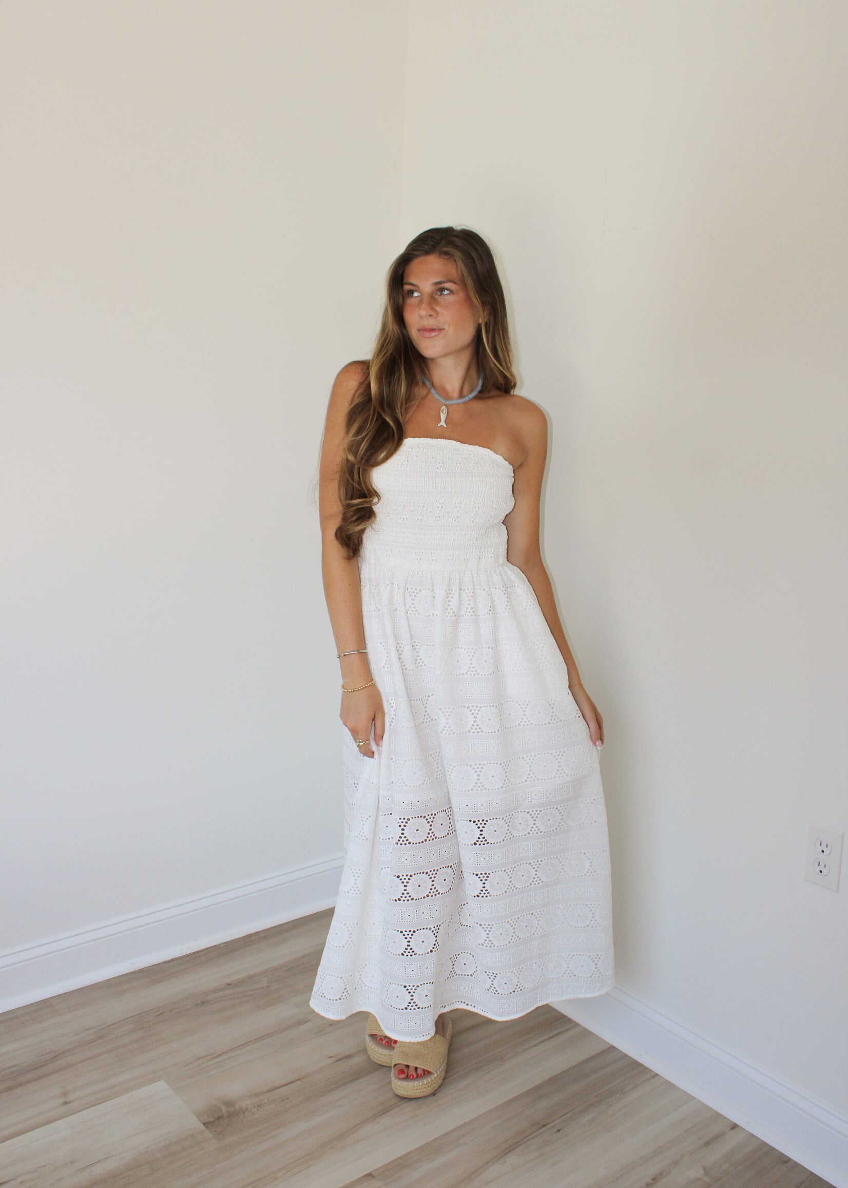 Milano Eyelet Midi Tube Dress