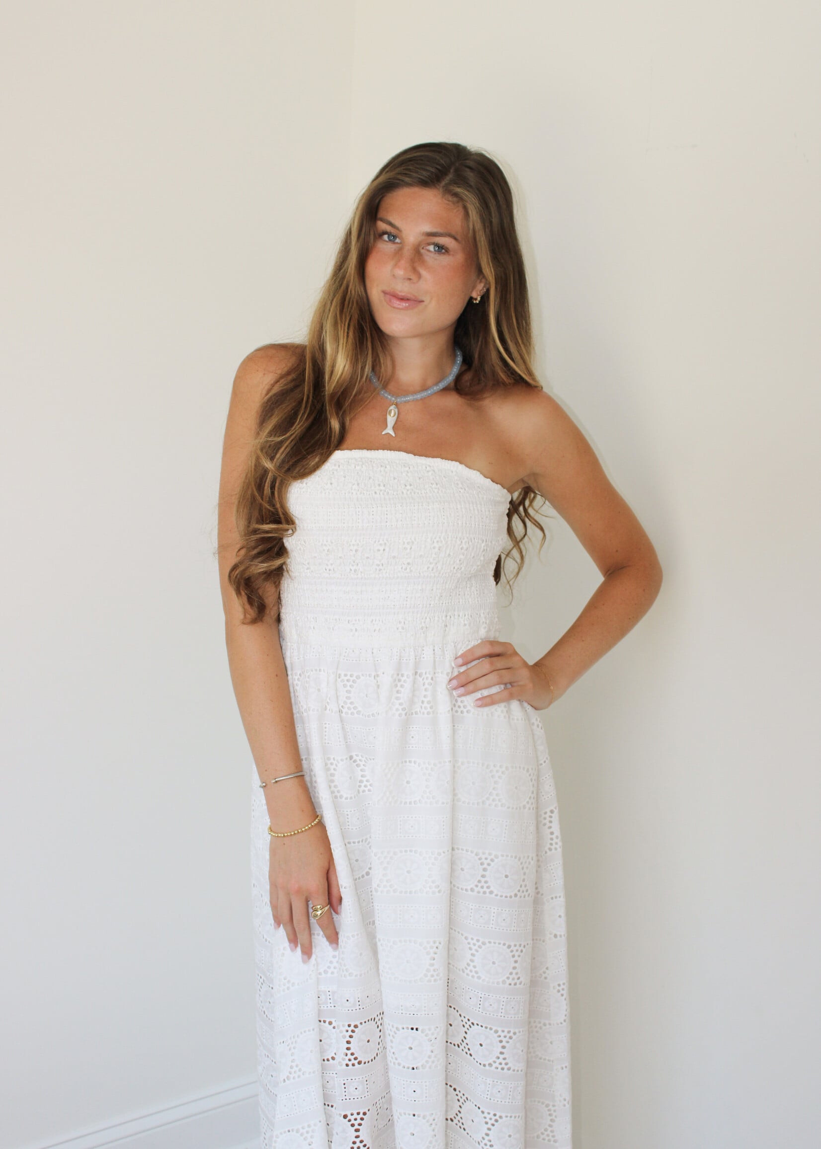 Milano Eyelet Midi Tube Dress