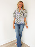 Annie Floral Puff Sleeve Collared Top