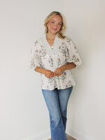 Moe Smocked Neck Blouse Top