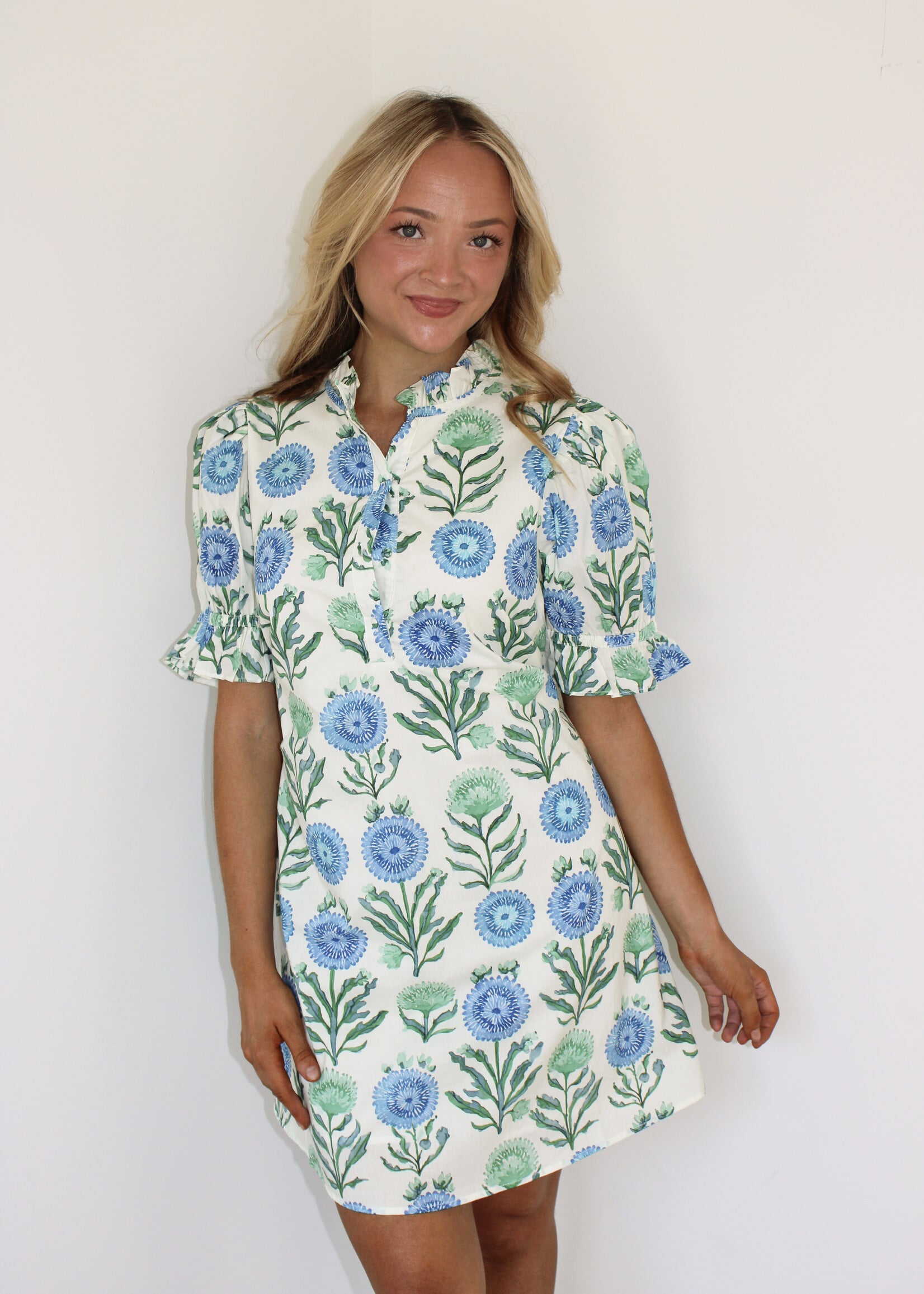 Bettie Ruffle Neck Mini Dress