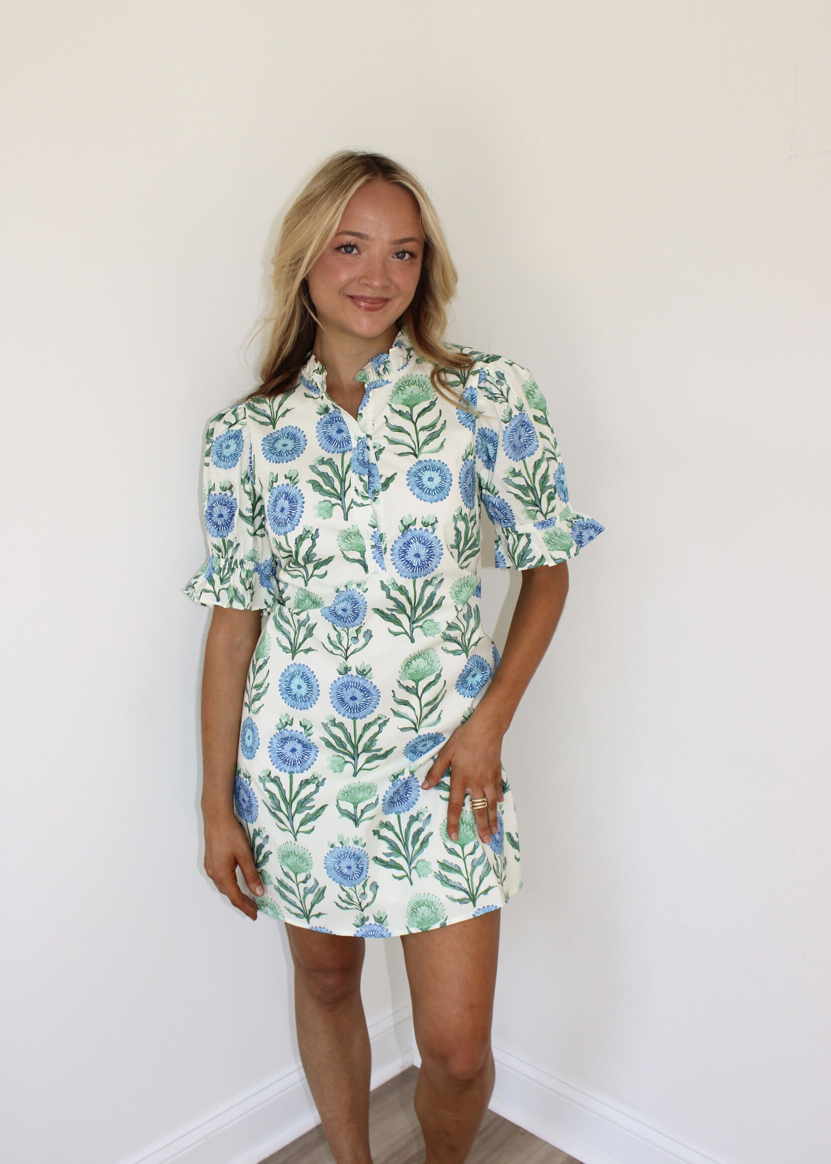 Bettie Ruffle Neck Mini Dress