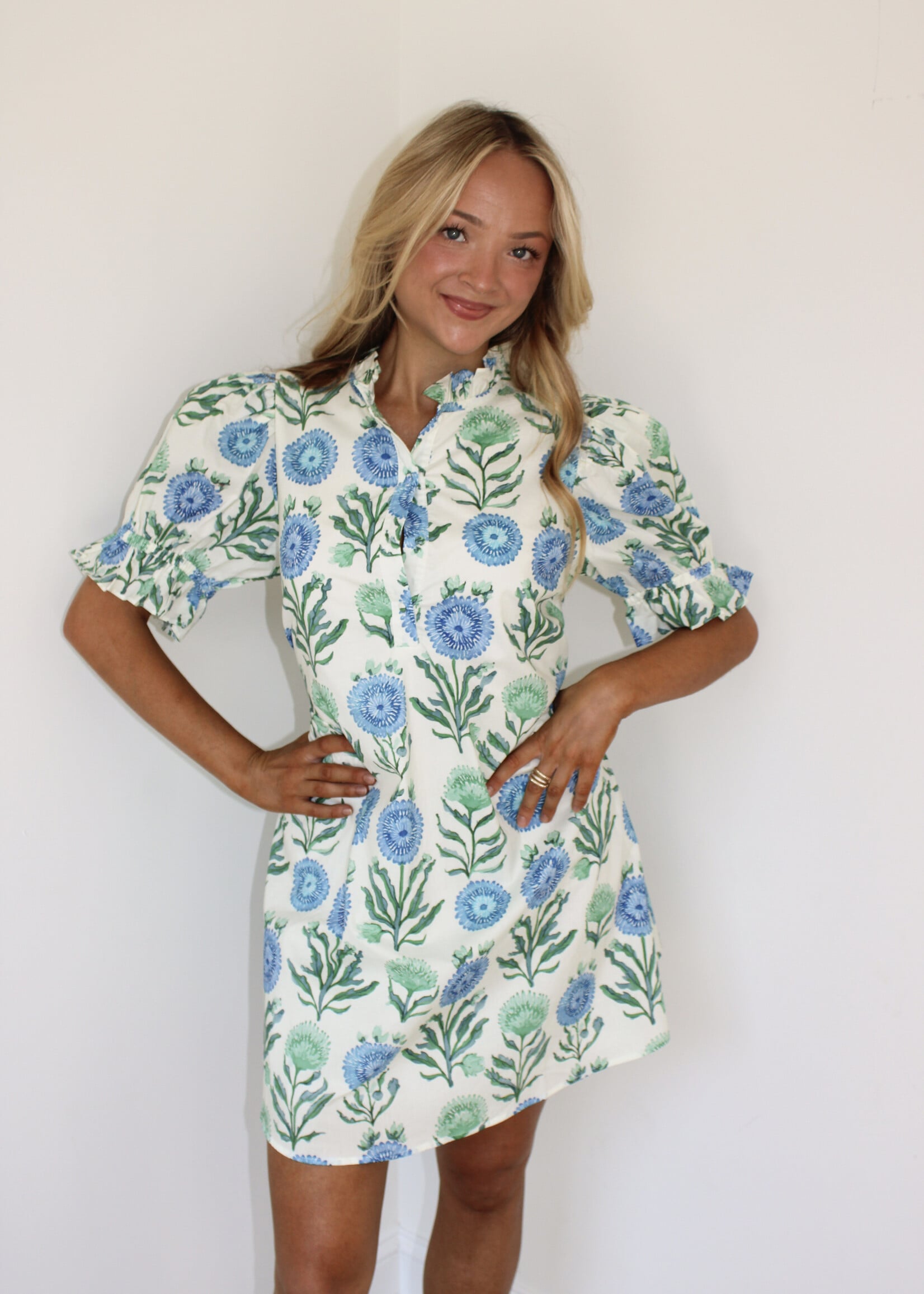Bettie Ruffle Neck Mini Dress