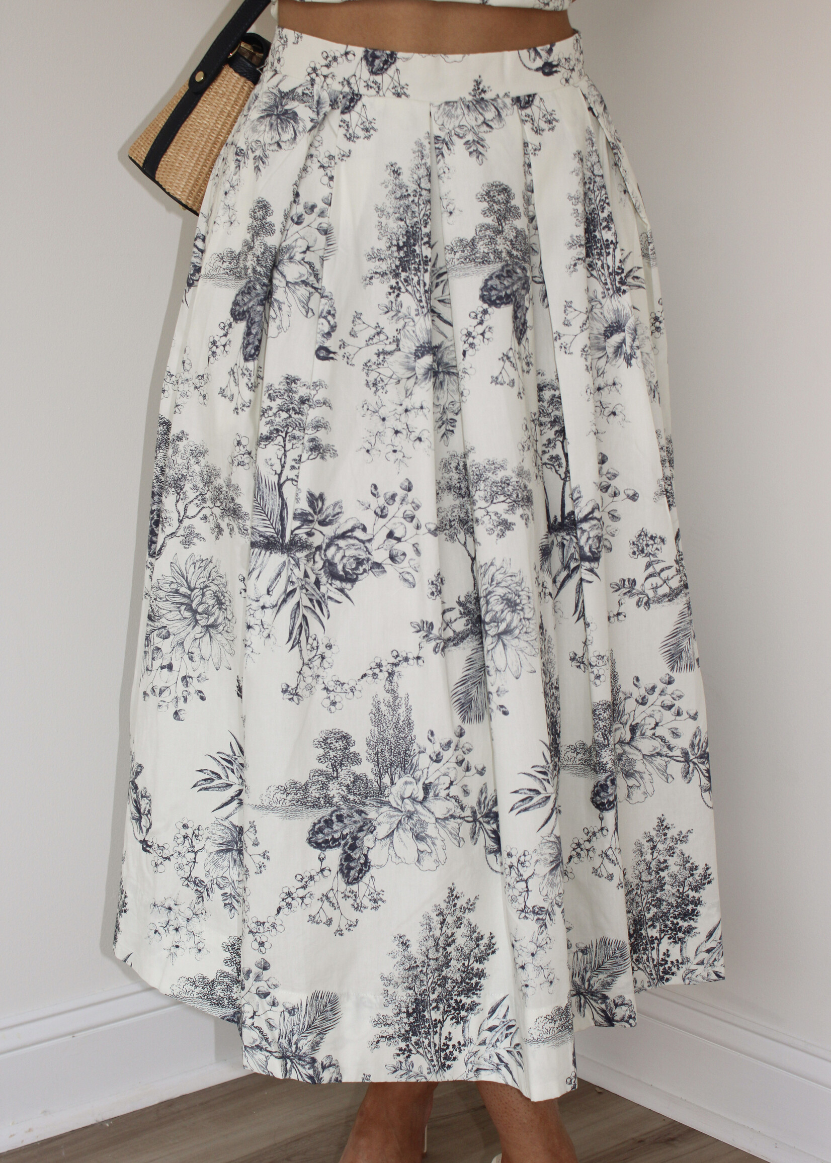 Darci Printed Pleated Midi Skirt