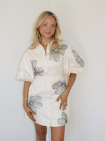 Ellery Embroidered Puff Mini Shirt Dress