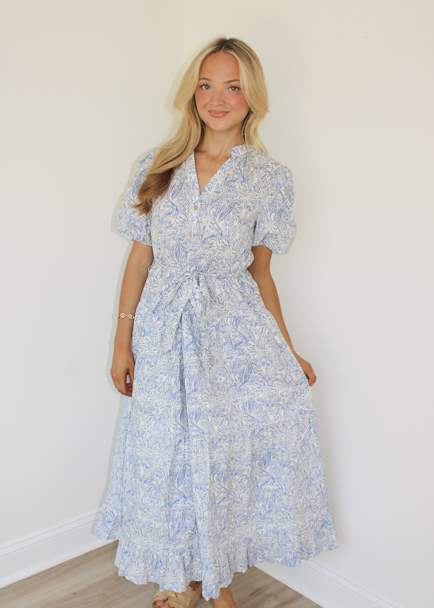 Carey Puff Sleeve Midi Dress
