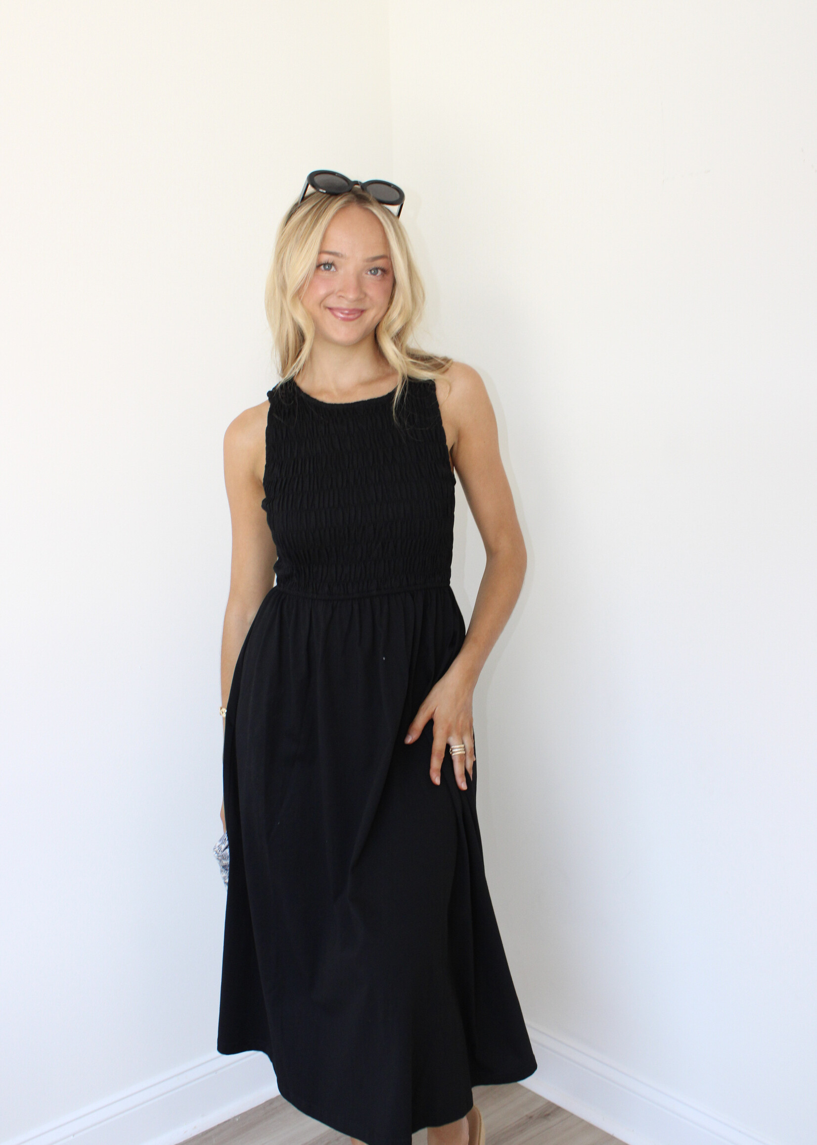 Kendle Smocked High Neck Dress
