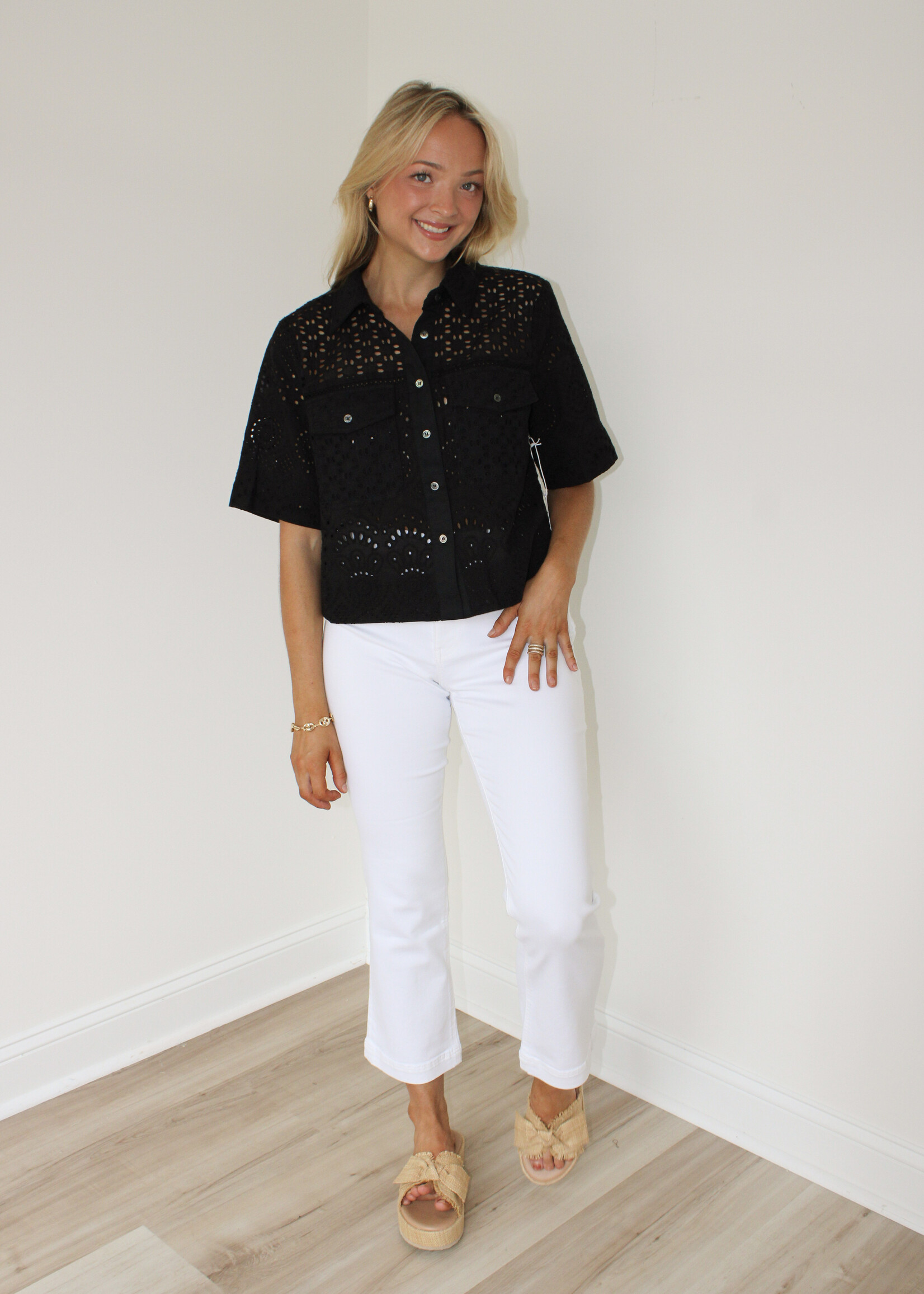 Madrigal Double Pocket Eyelet Top
