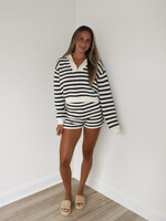 Abril Striped Zip Up Sweater Top