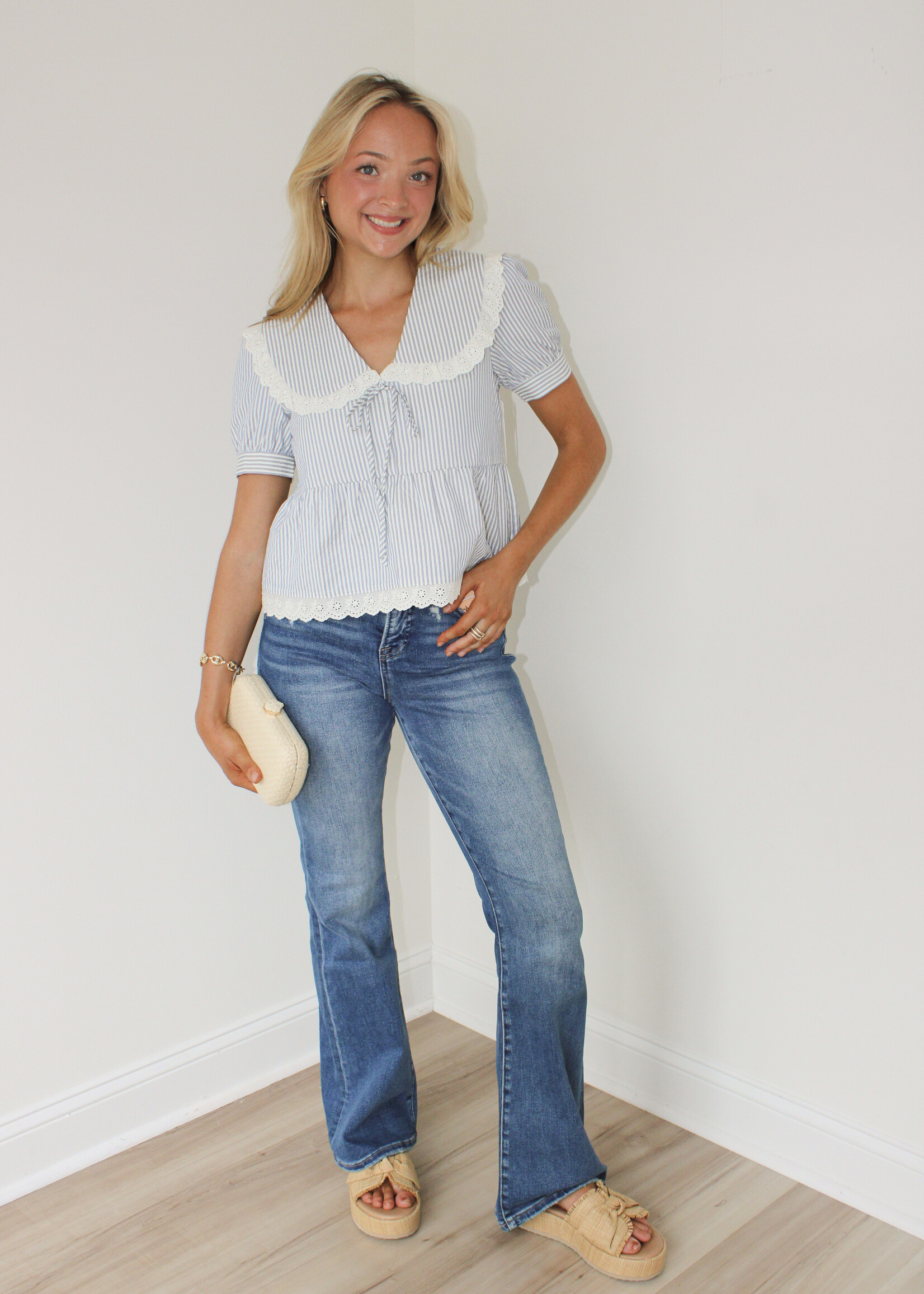 Daylan Cotton Lace Trim Blouse