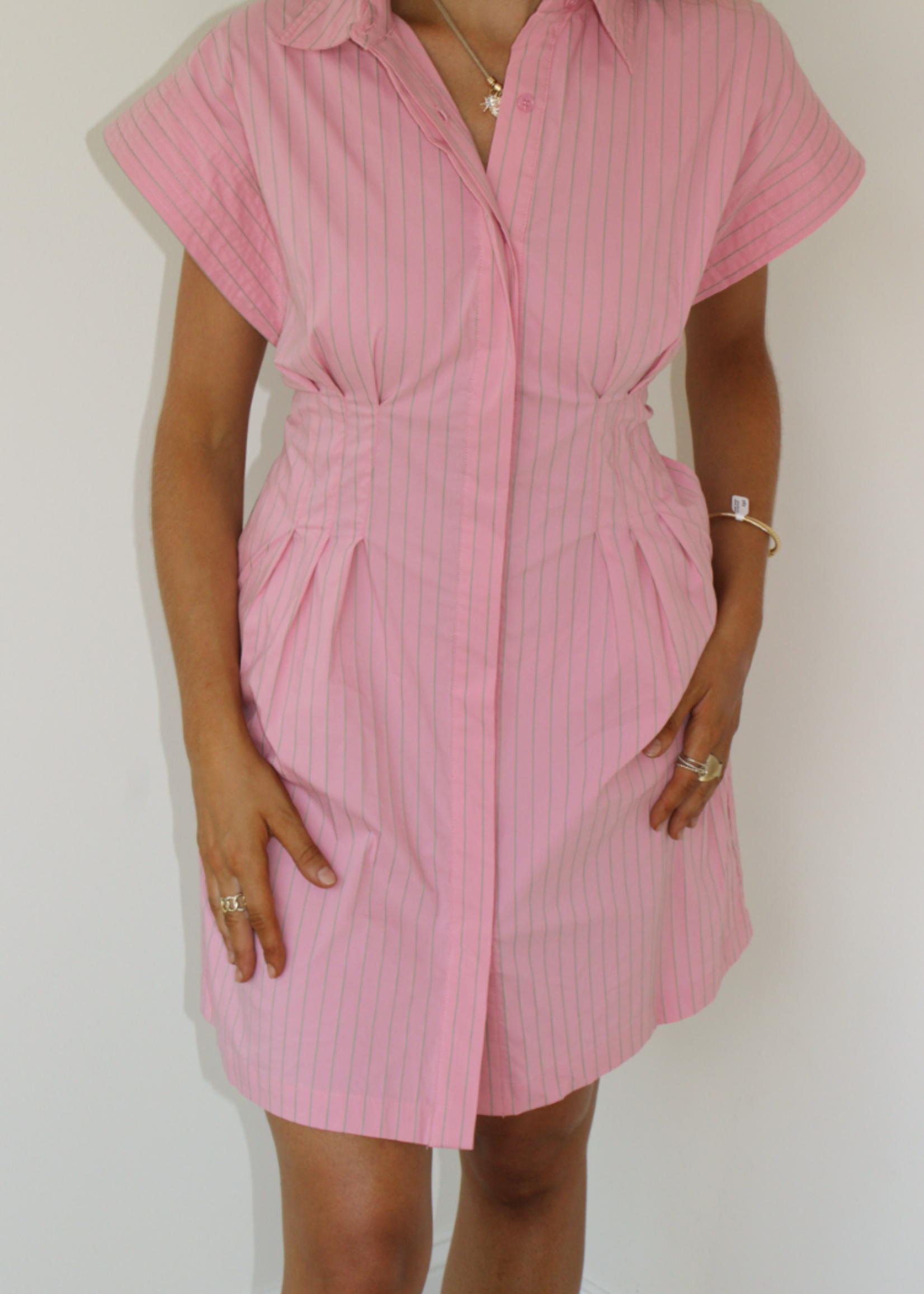 Alfie Short Sleeve Striped Button Down Dress