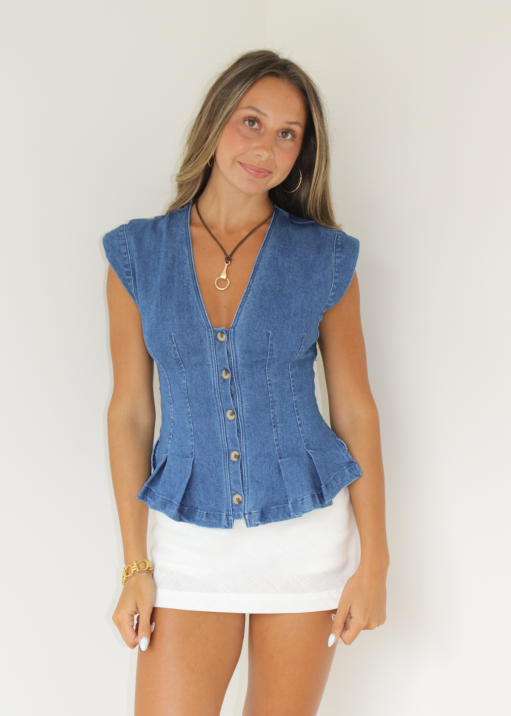 Free People Dylan Denim Vest