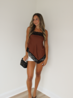 Lorene Asymmetrical Satin Lace Tank