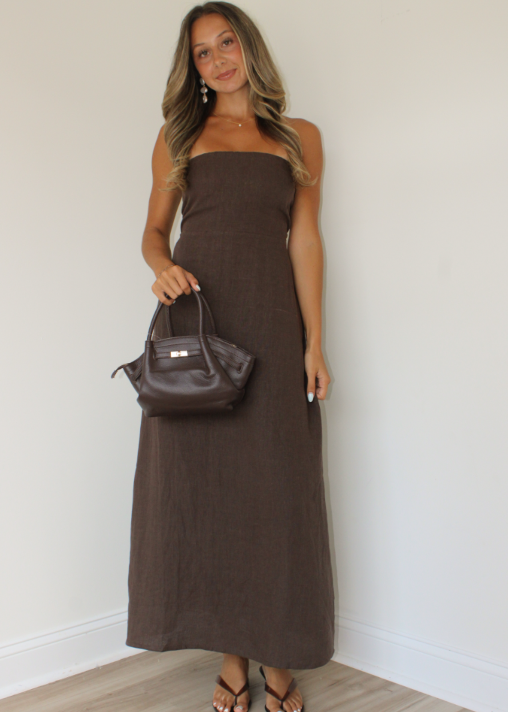 Berlin Strapless Linen Dress