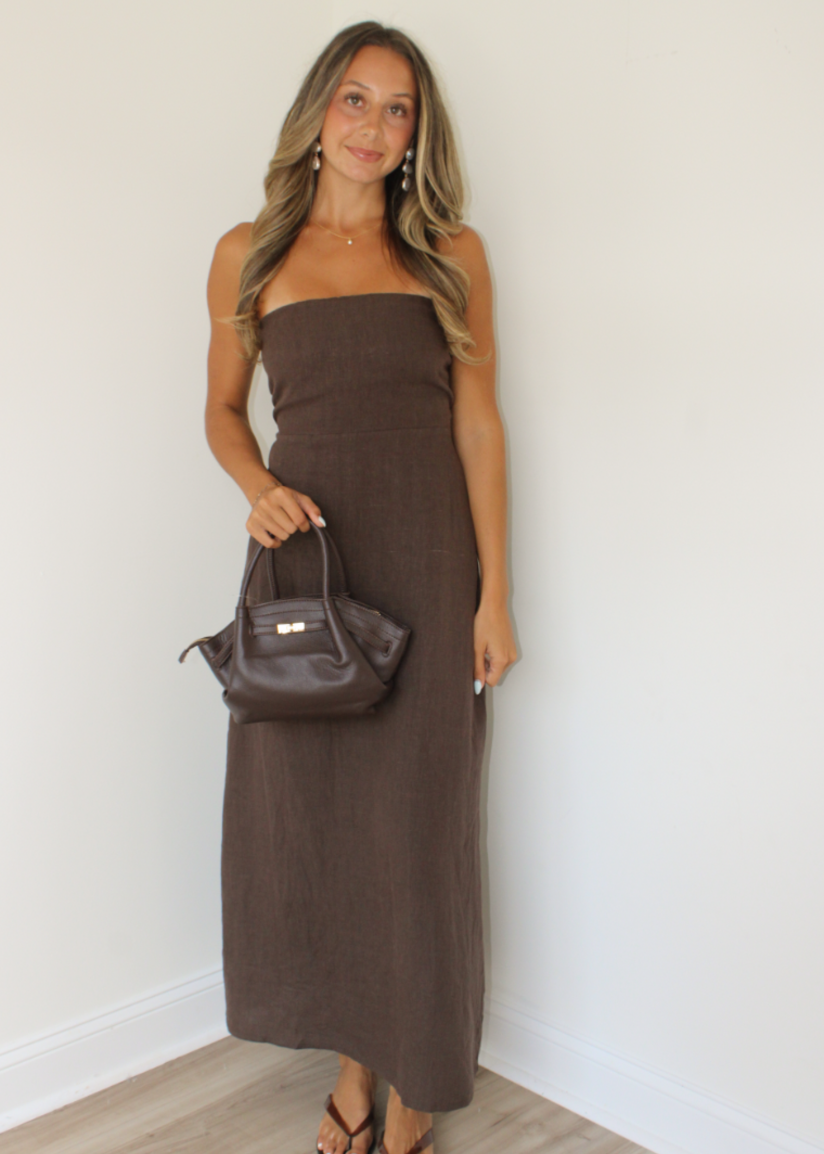 Berlin Strapless Linen Dress