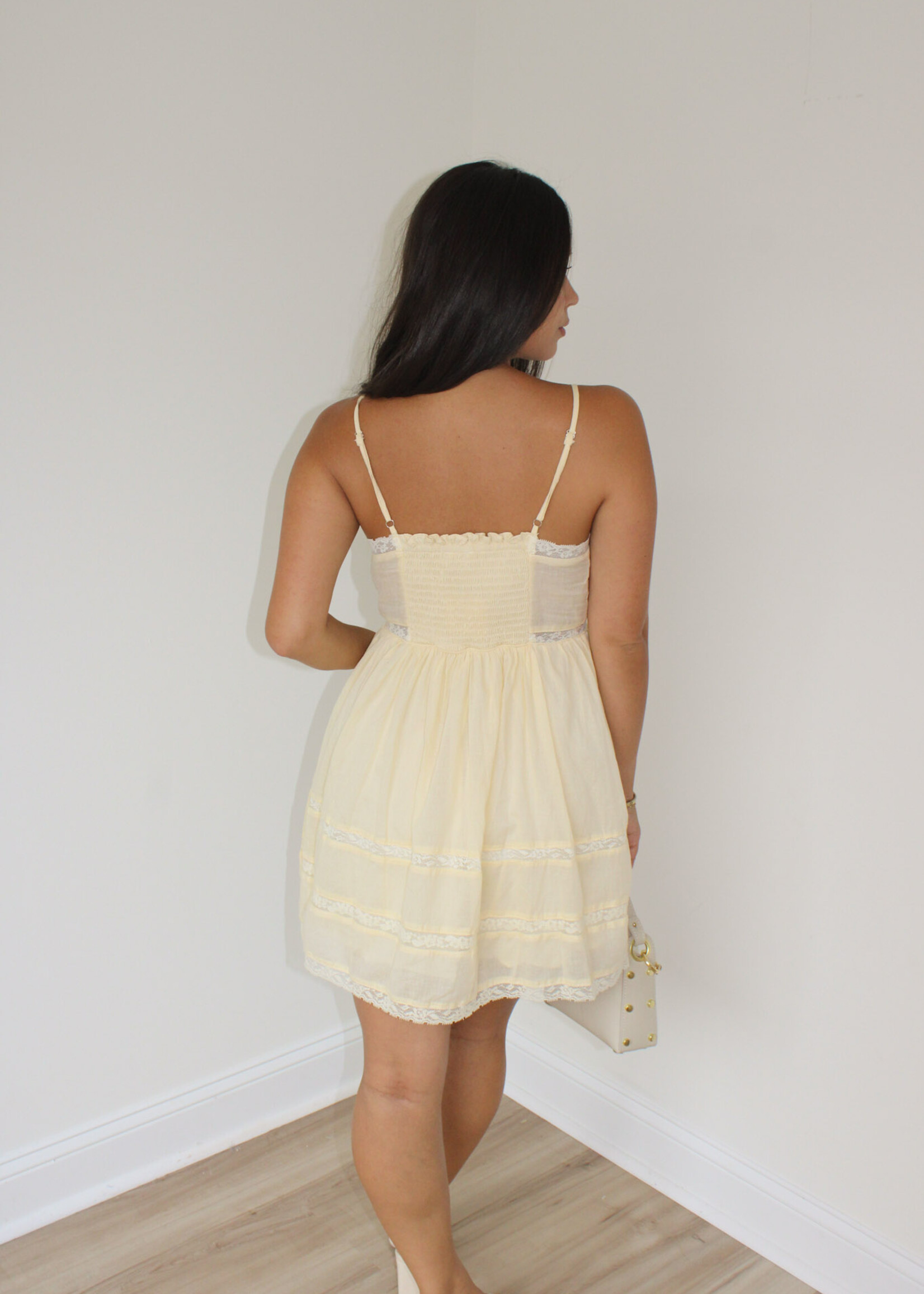 Hardy V-Neck Lace Trim Mini Dress