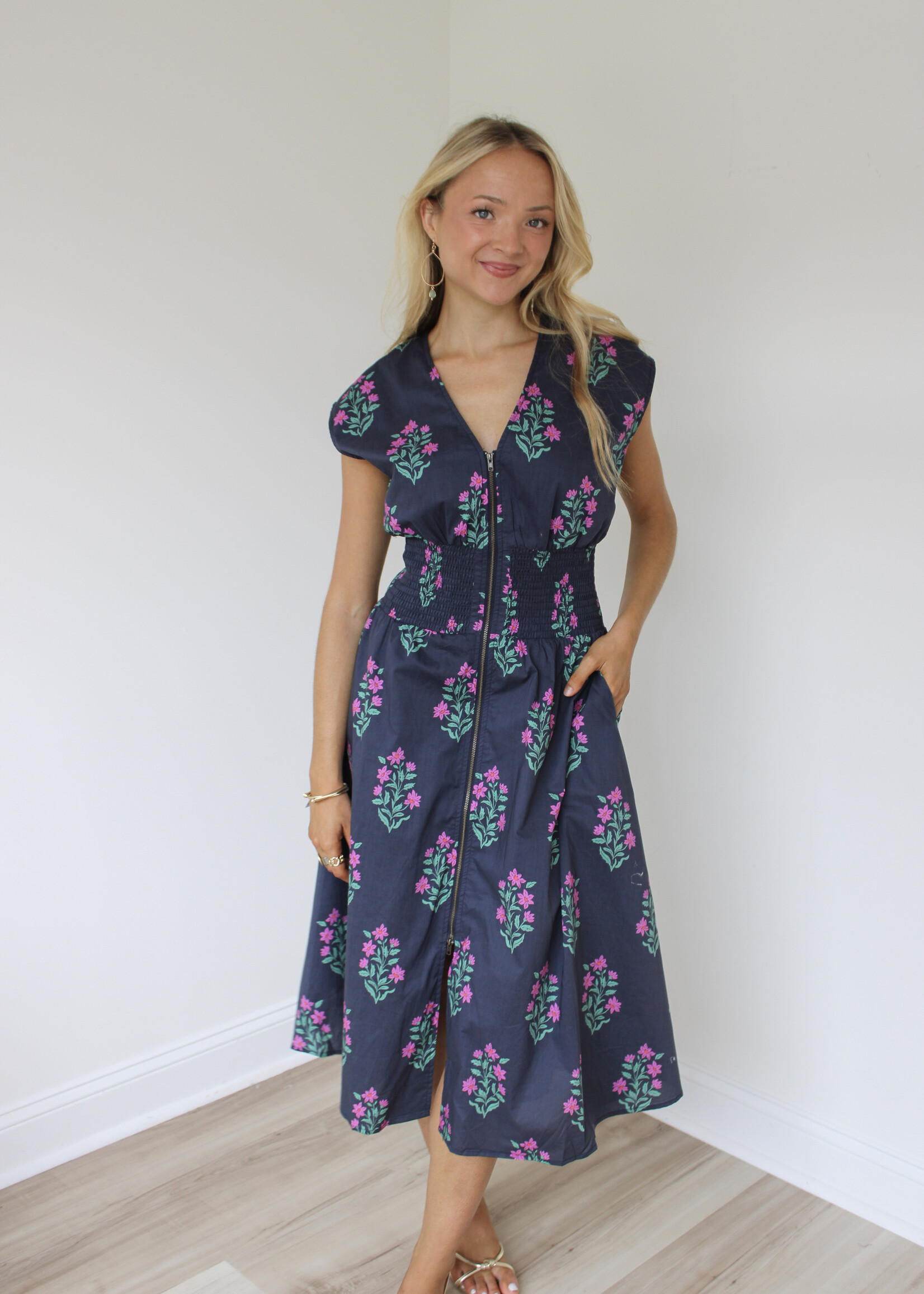 Verena Zip Front Floral Dress
