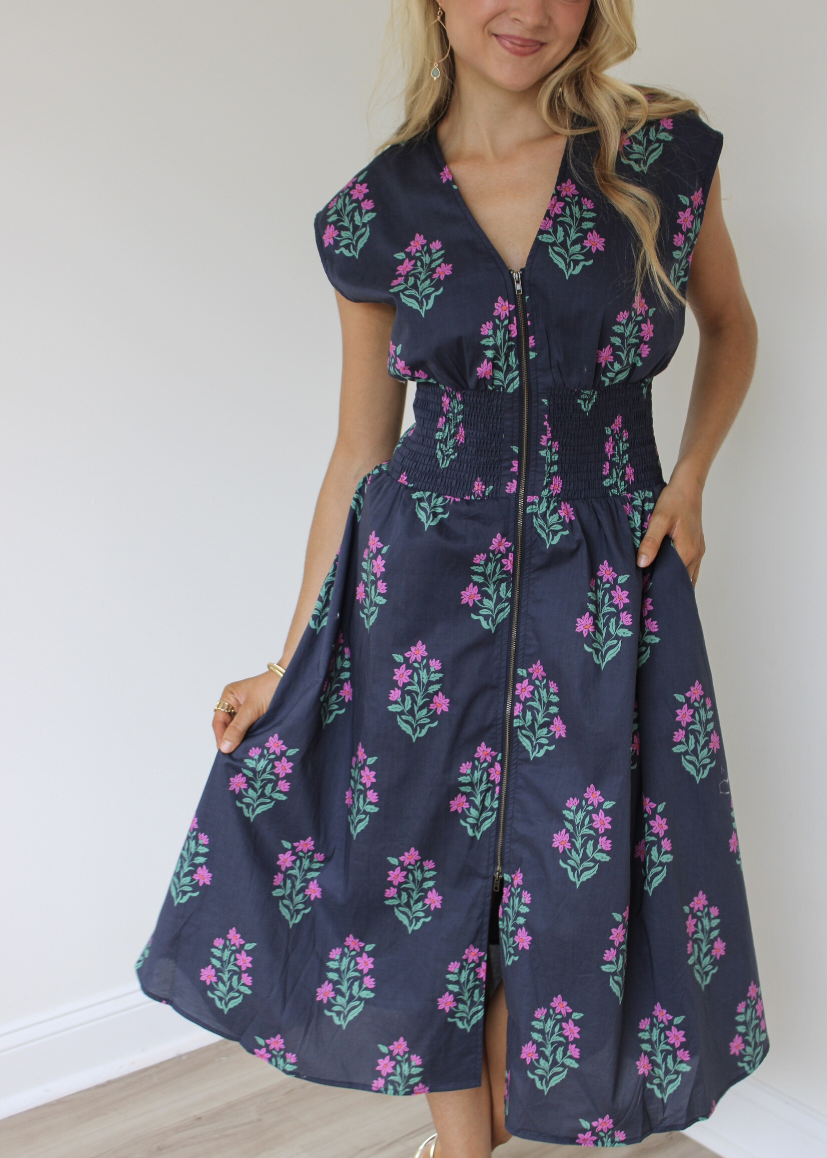 Verena Zip Front Floral Dress