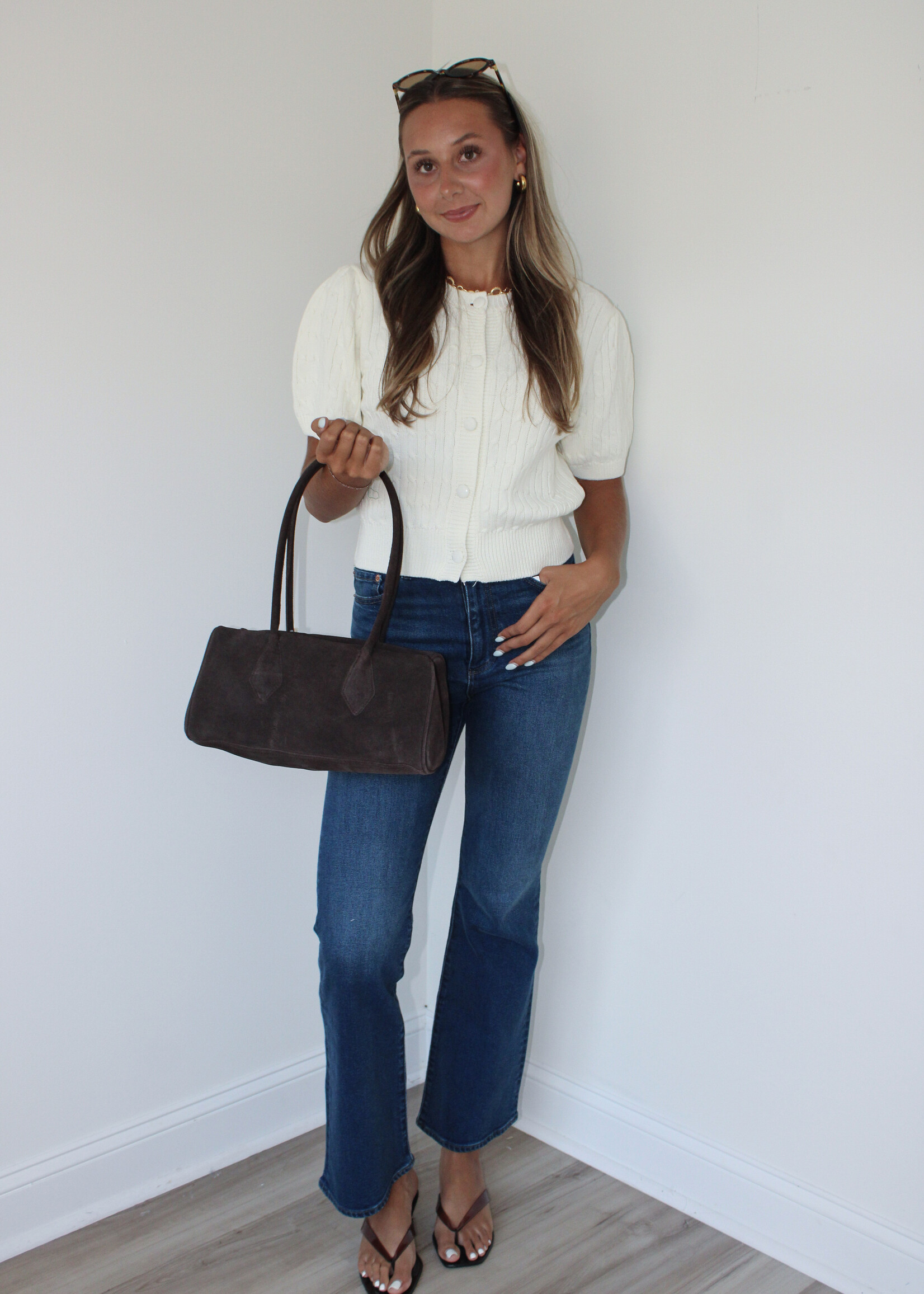 Ambrosia Cable Knit Short Sleeve Cardigan