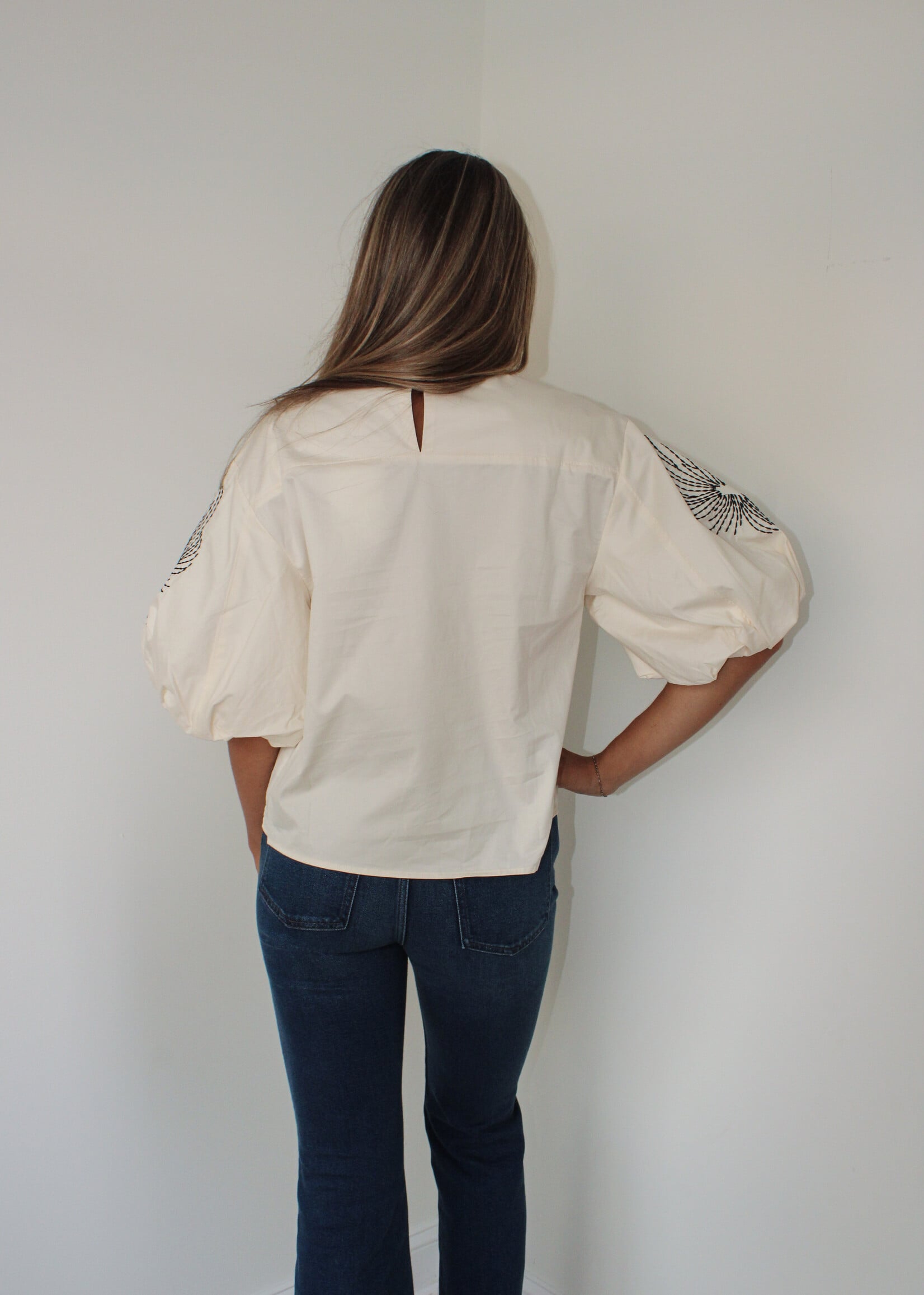 Ellison Embroidered Puff Sleeve Top