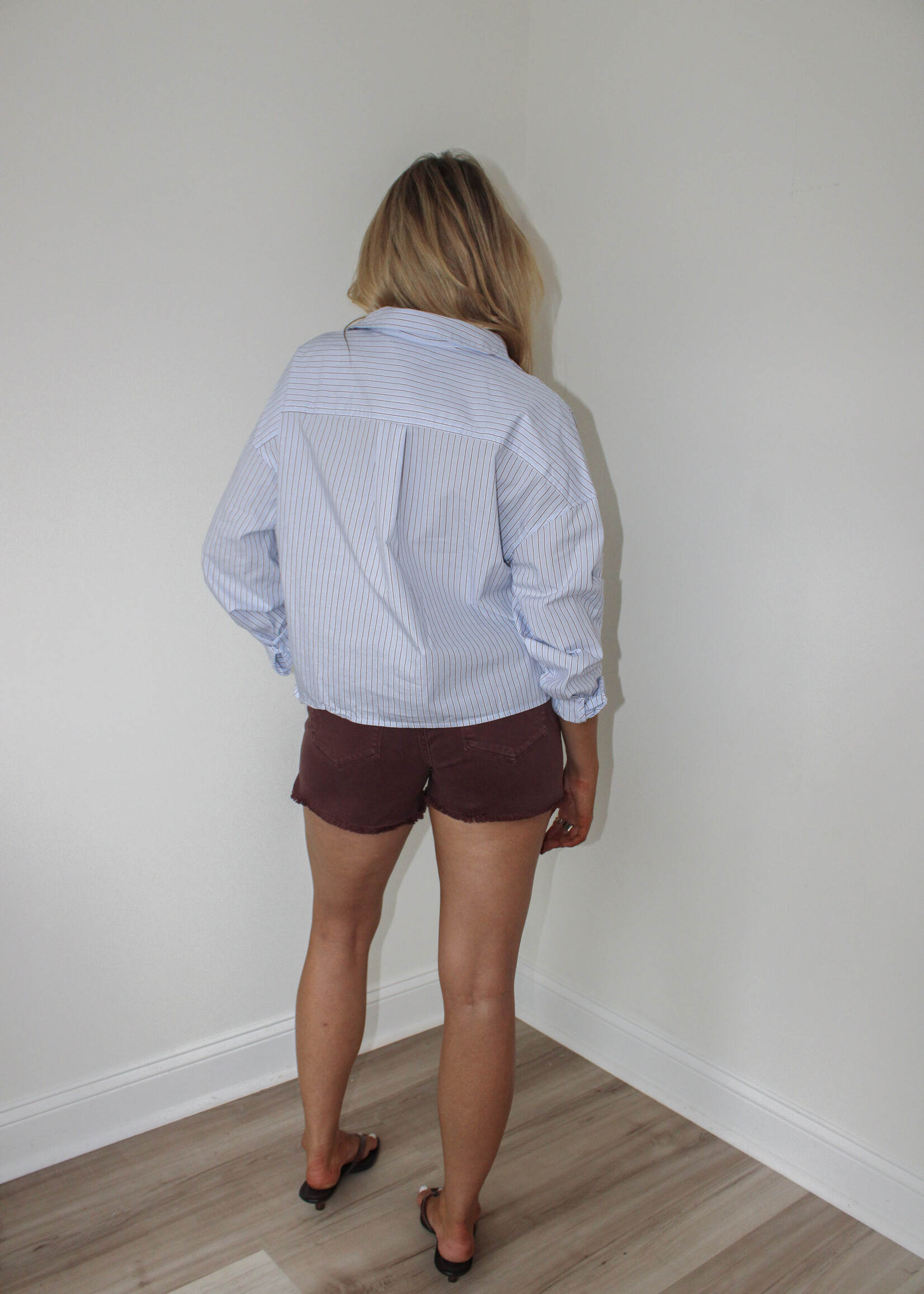 Adrianna Striped Button Up Top