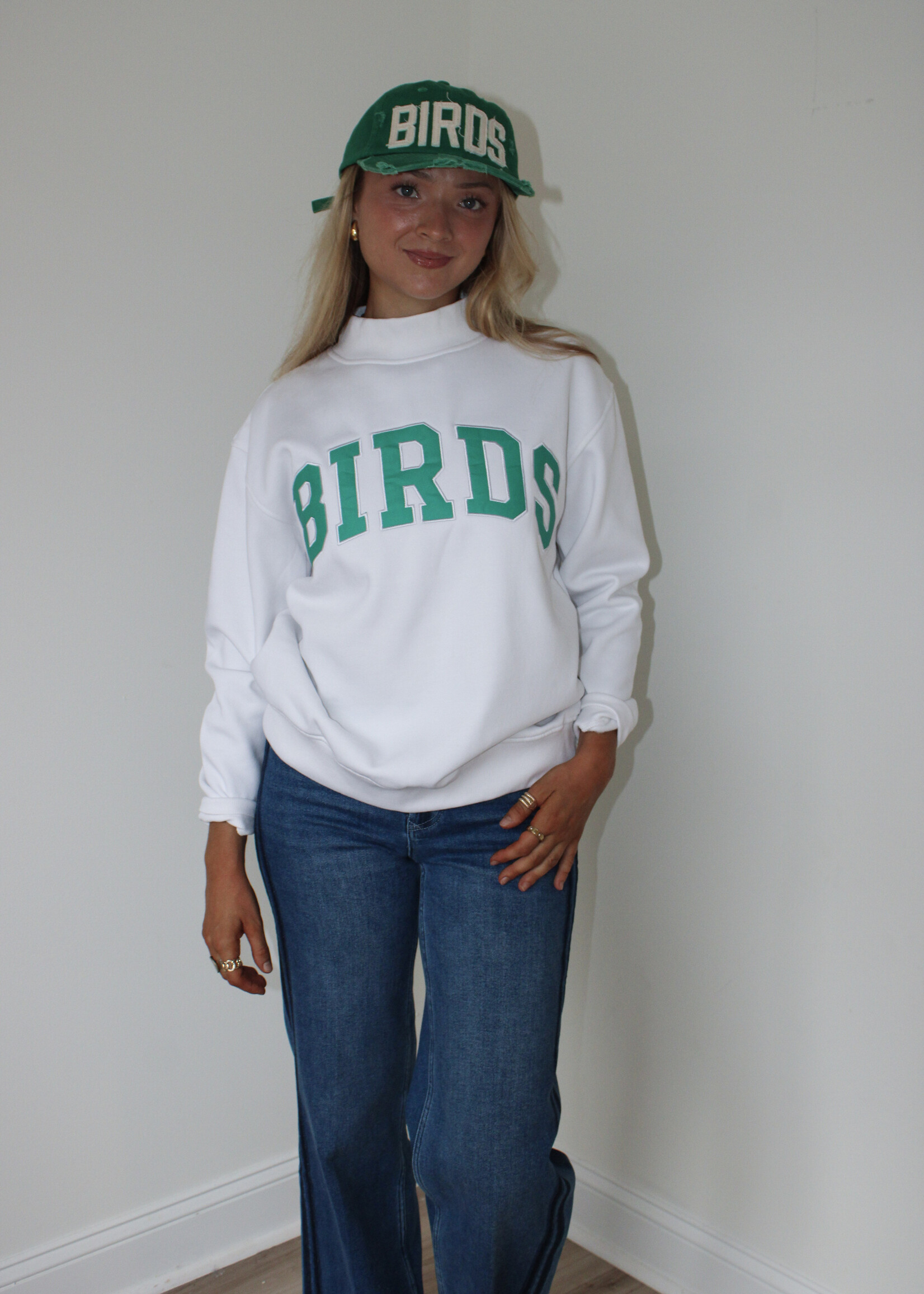 Birds Mock Neck Sweatshirt