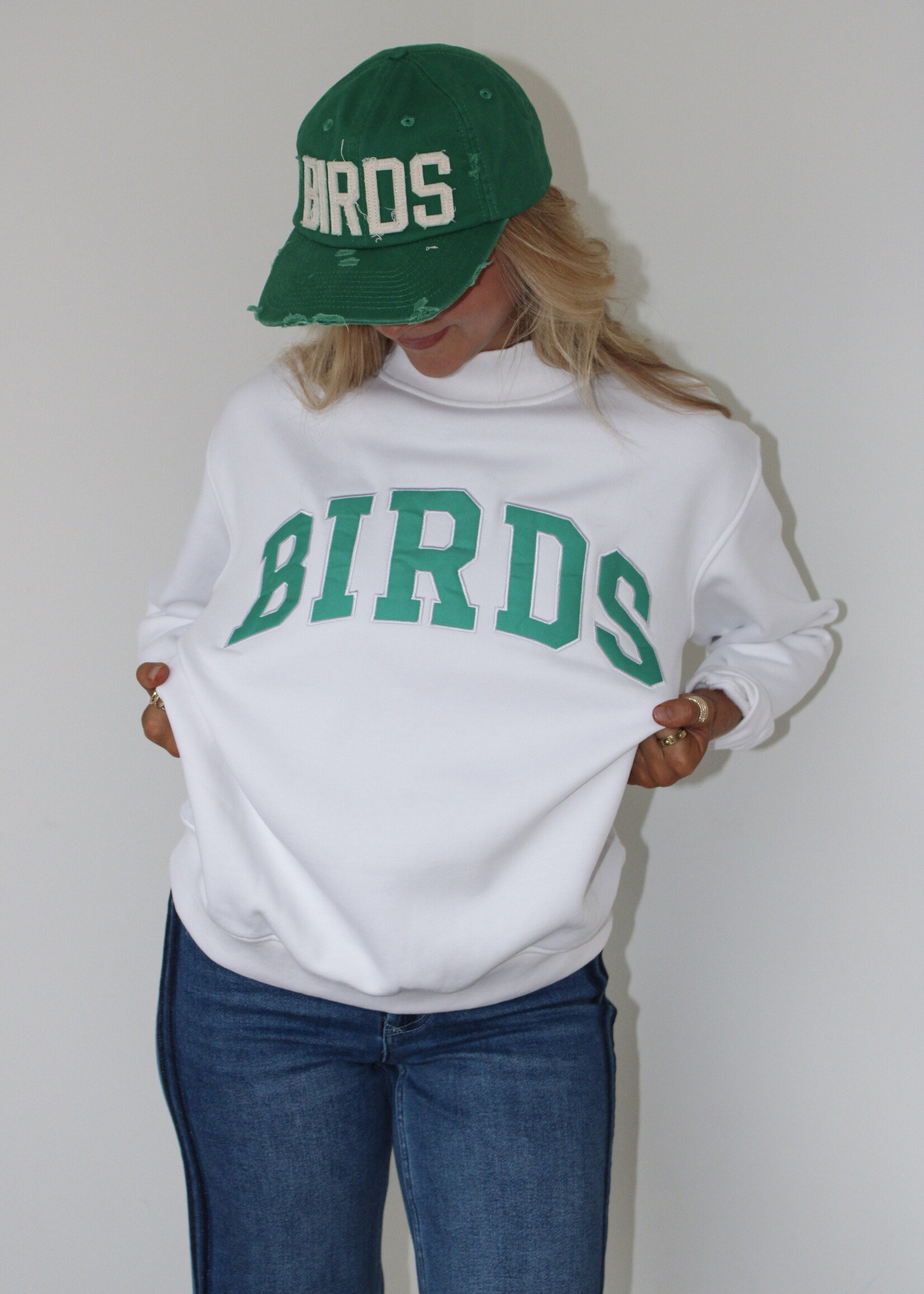 Birds Mock Neck Sweatshirt