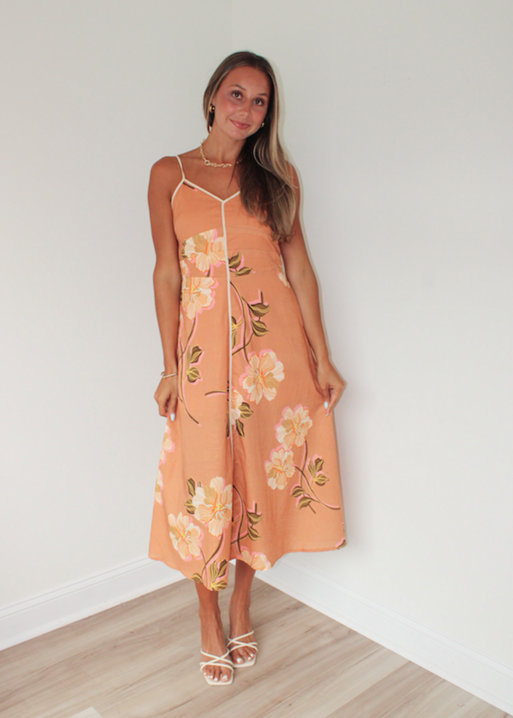 Bray Linen Floral Midi Dress