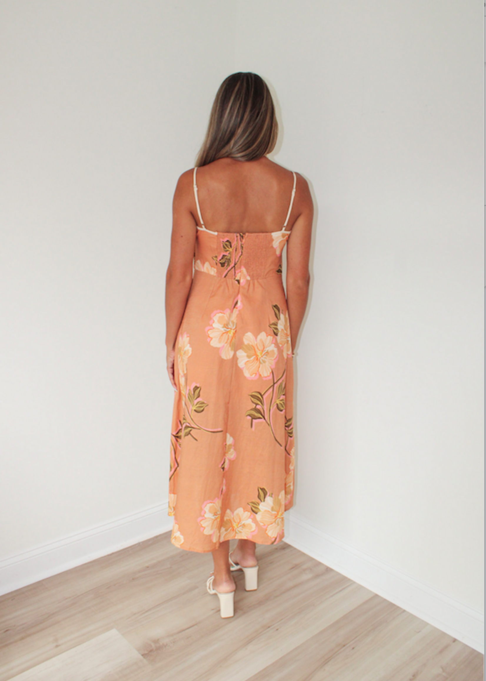 Bray Linen Floral Midi Dress