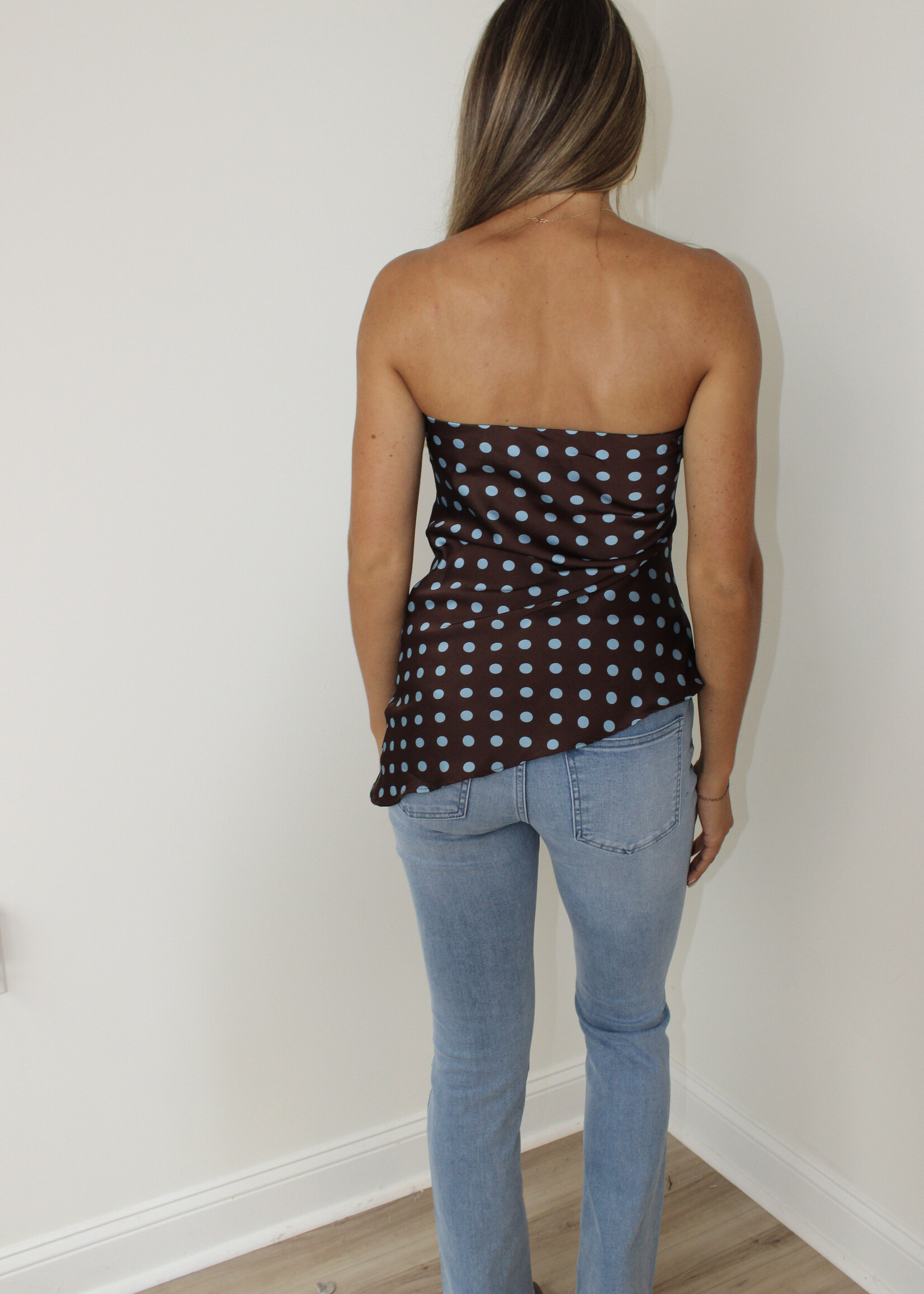 Maiah Strapless Polka Dot Top