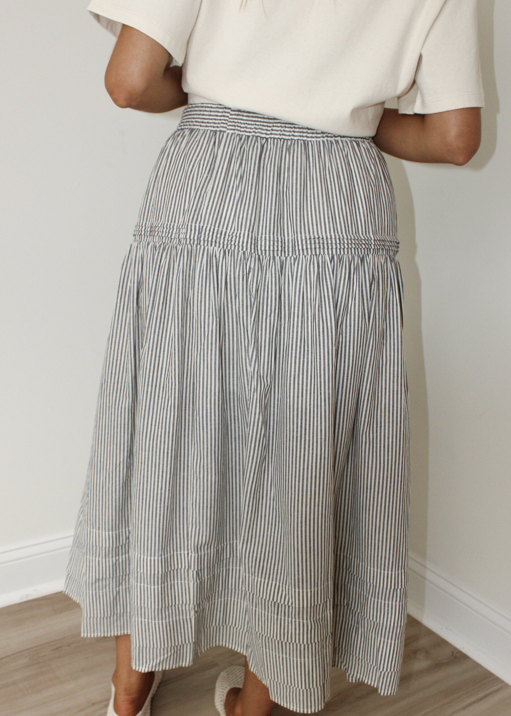 Janie Stripe Pleated Skirt