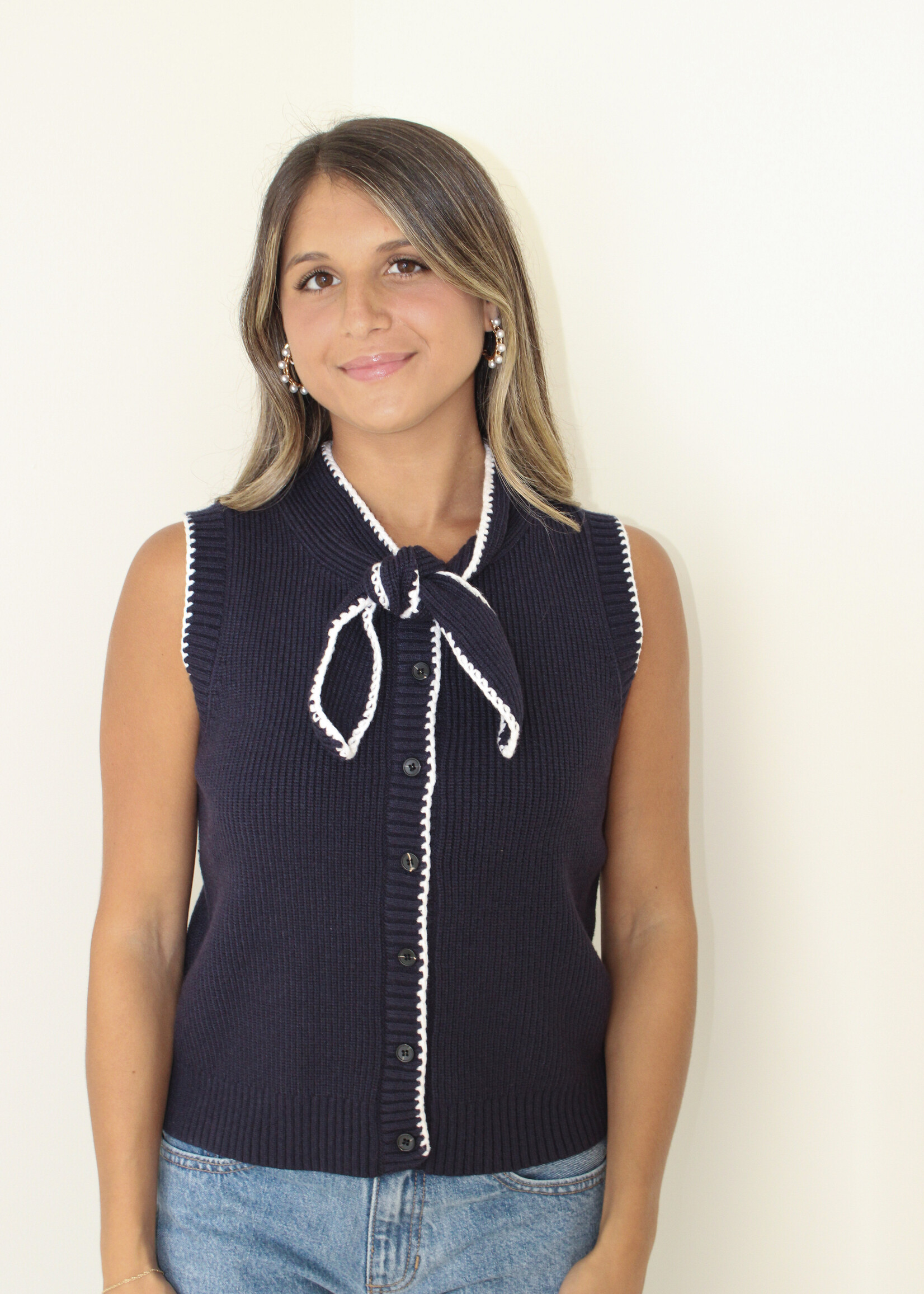Rome Contrast Bow Sweater Top