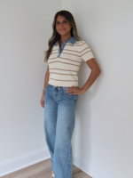Leslie Short Sleeve Contrast Sweater